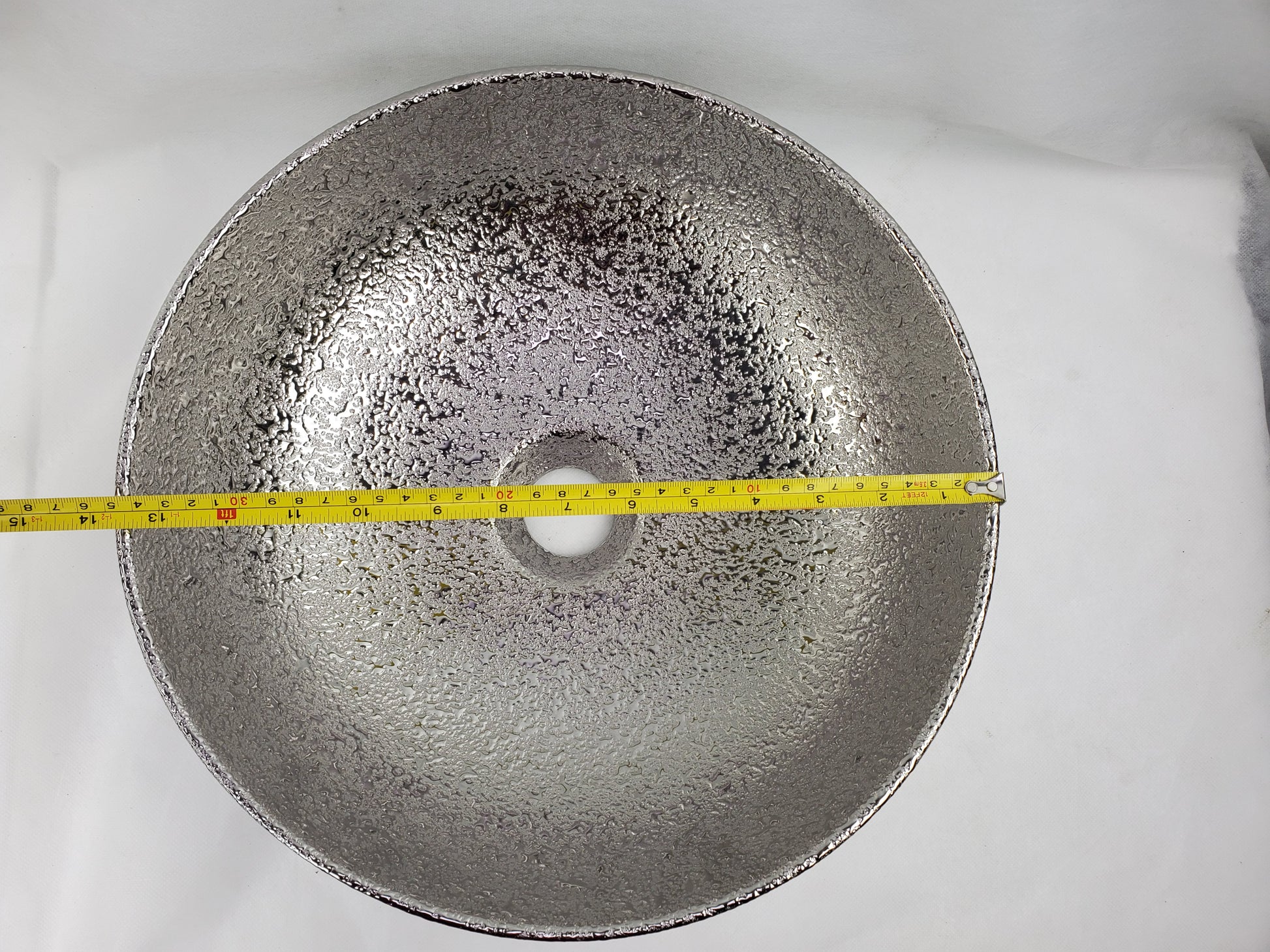 13.98-in. x 13.98-in. Round Bathroom Vessel Sink Silver Enamel Glaze