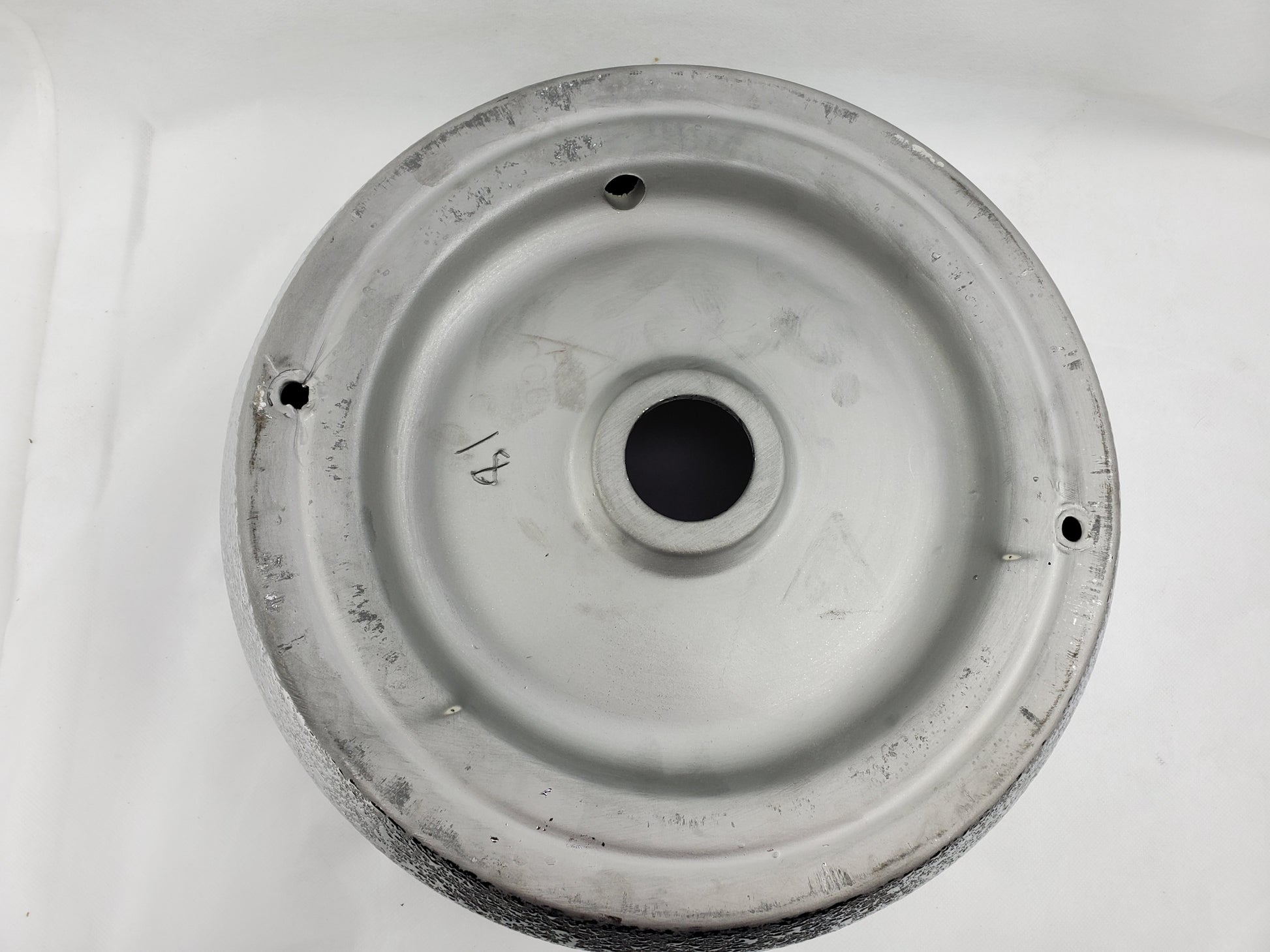 13.98-in. x 13.98-in. Round Bathroom Vessel Sink Silver Enamel Glaze