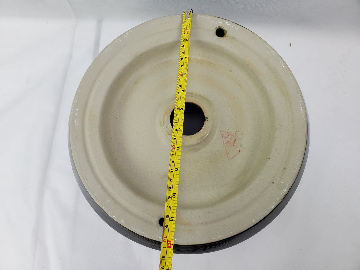 13.98-in. x 13.98-in. Round Bathroom Vessel Sink Black Swirl Enamel Glaze