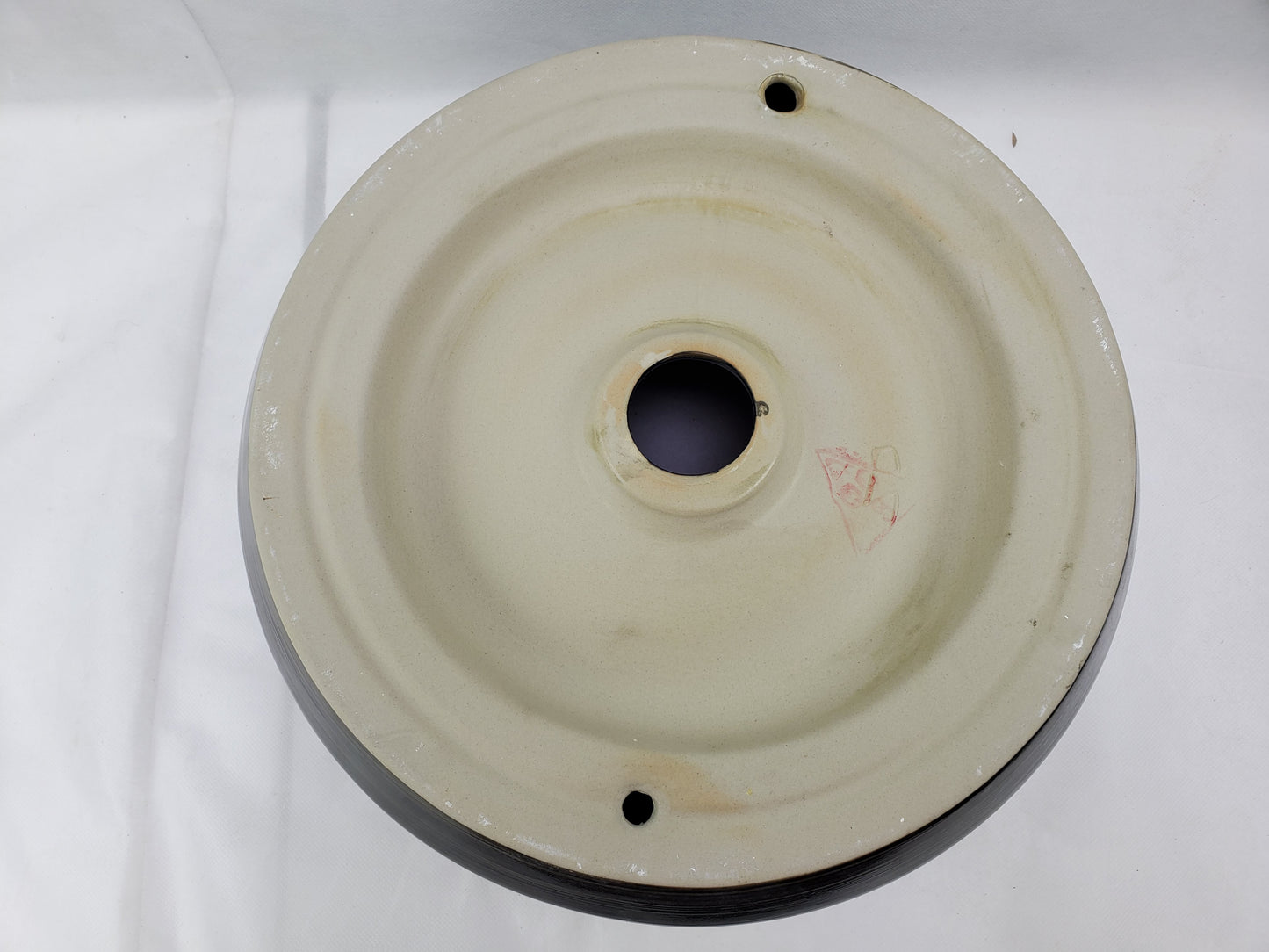 13.98-in. x 13.98-in. Round Bathroom Vessel Sink Black Swirl Enamel Glaze