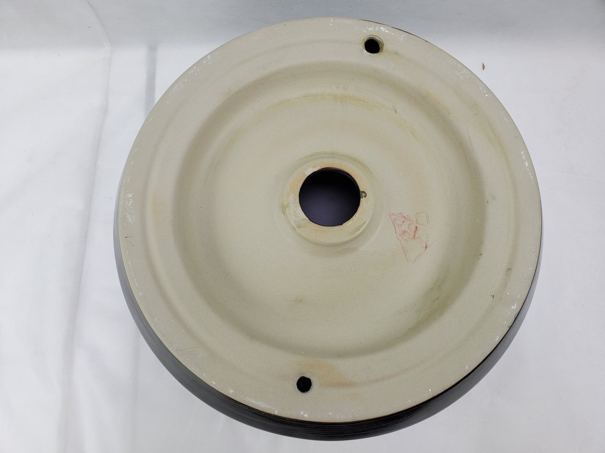 13.98-in. x 13.98-in. Round Bathroom Vessel Sink Black Swirl Enamel Glaze