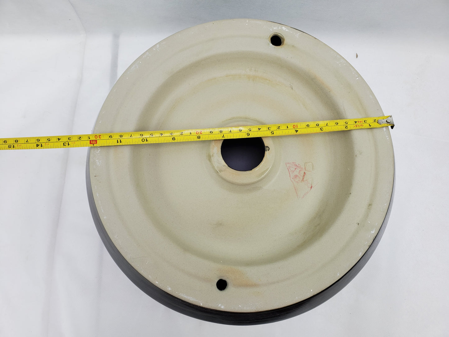 13.98-in. x 13.98-in. Round Bathroom Vessel Sink Black Swirl Enamel Glaze