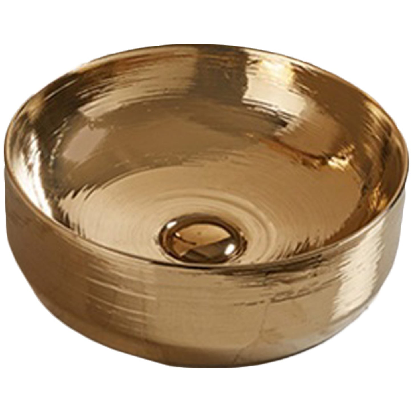 13.89-in. x 13.89-in. Round Bathroom Vessel Sink Gold Enamel Glaze