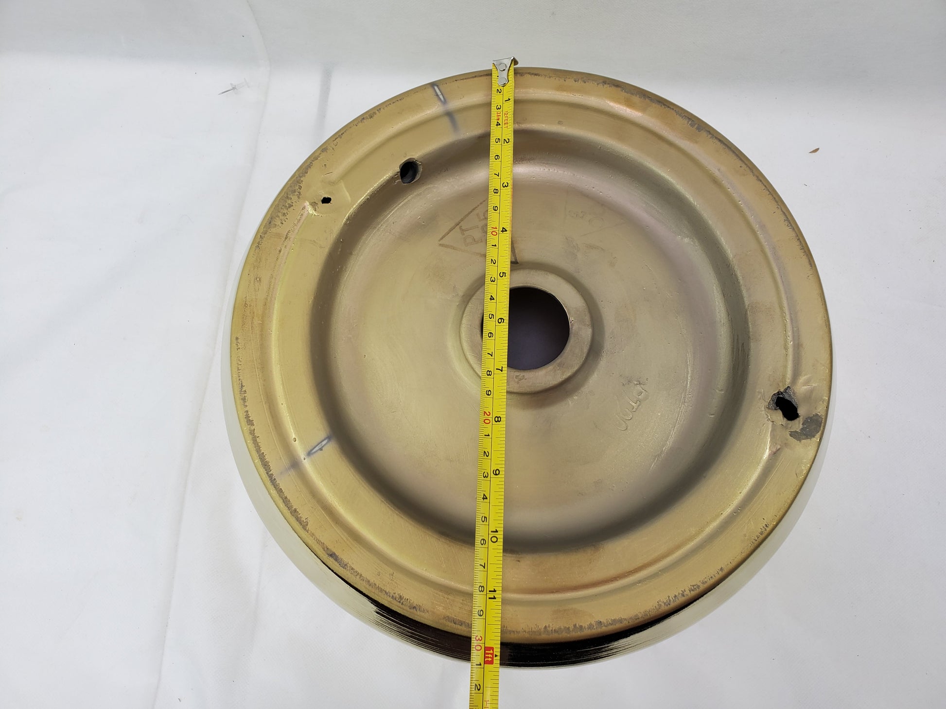 13.89-in. x 13.89-in. Round Bathroom Vessel Sink Gold Enamel Glaze