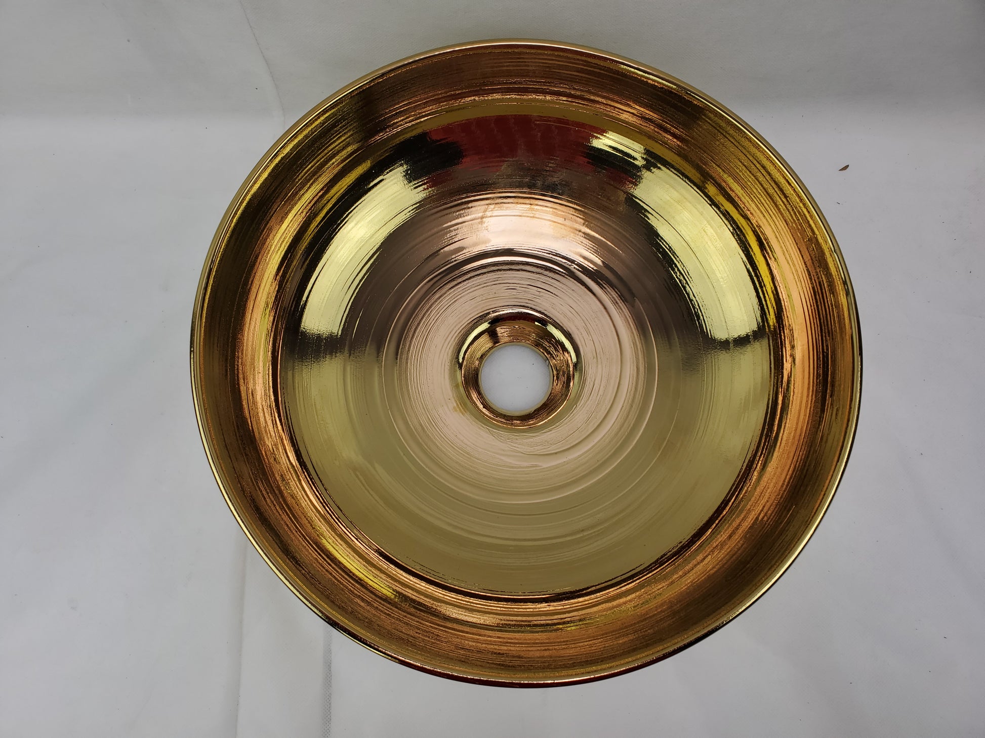 13.89-in. x 13.89-in. Round Bathroom Vessel Sink Gold Enamel Glaze