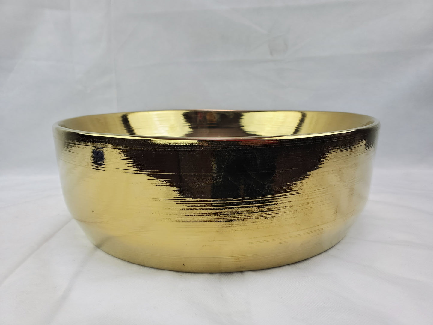 13.89-in. x 13.89-in. Round Bathroom Vessel Sink Gold Enamel Glaze