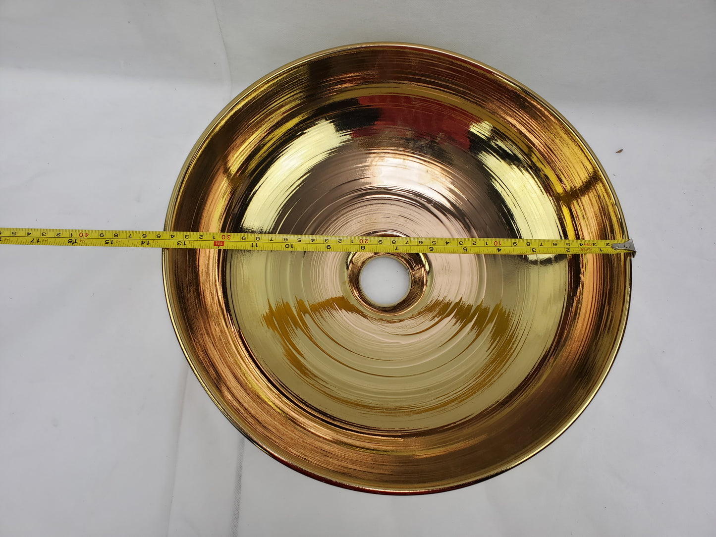 13.89-in. x 13.89-in. Round Bathroom Vessel Sink Gold Enamel Glaze