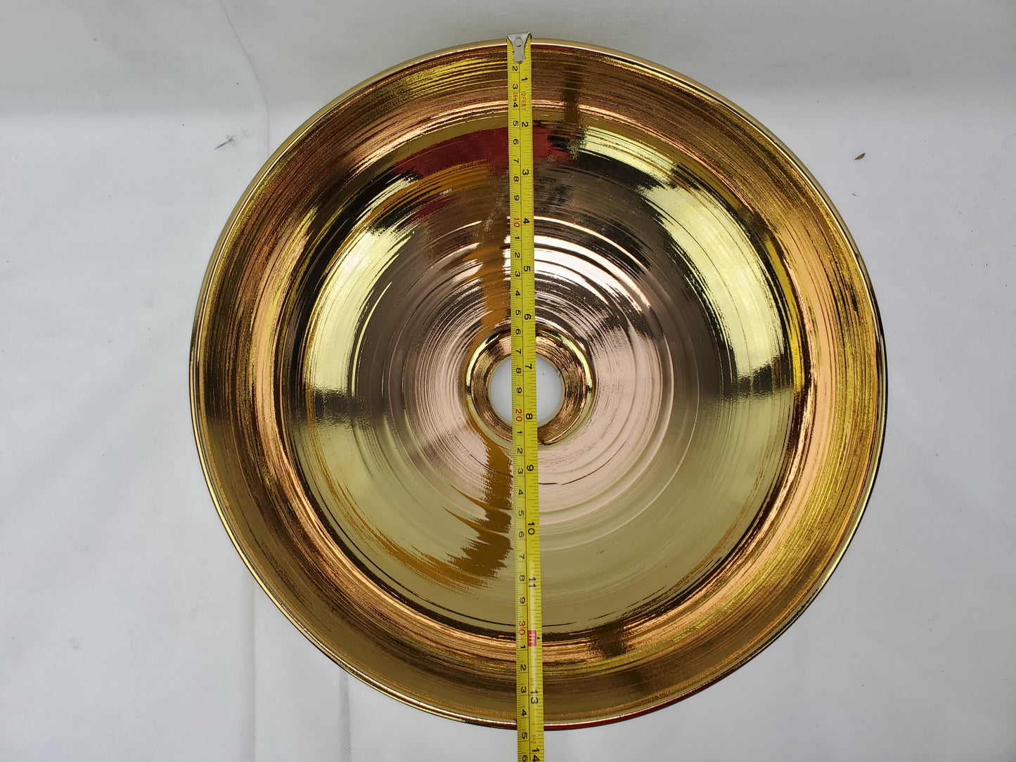 13.89-in. x 13.89-in. Round Bathroom Vessel Sink Gold Enamel Glaze