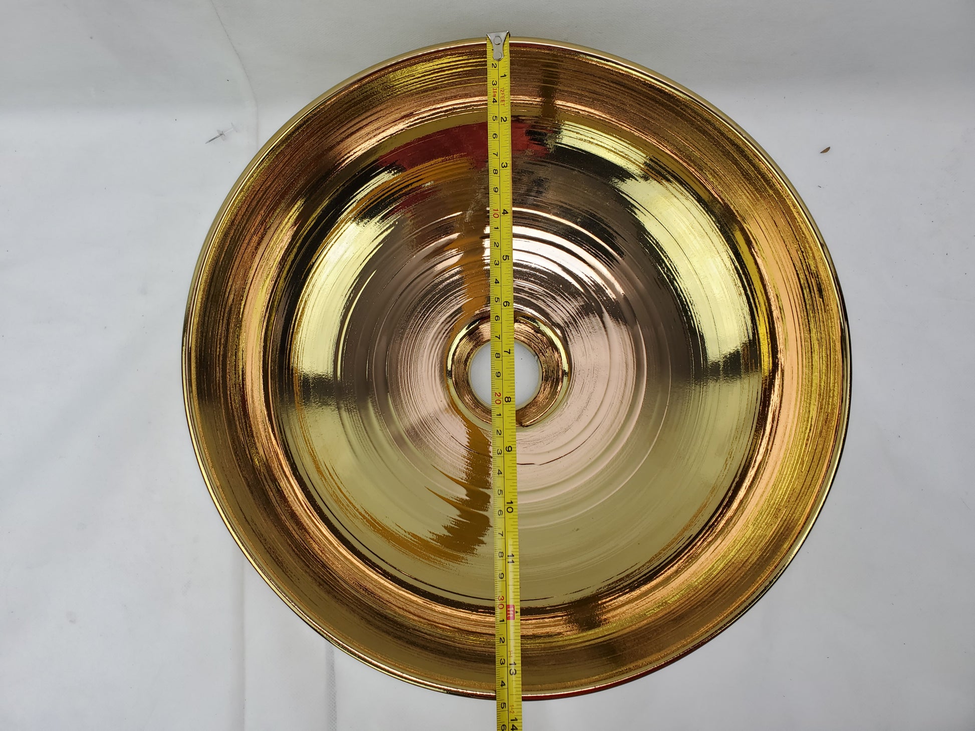 13.89-in. x 13.89-in. Round Bathroom Vessel Sink Gold Enamel Glaze