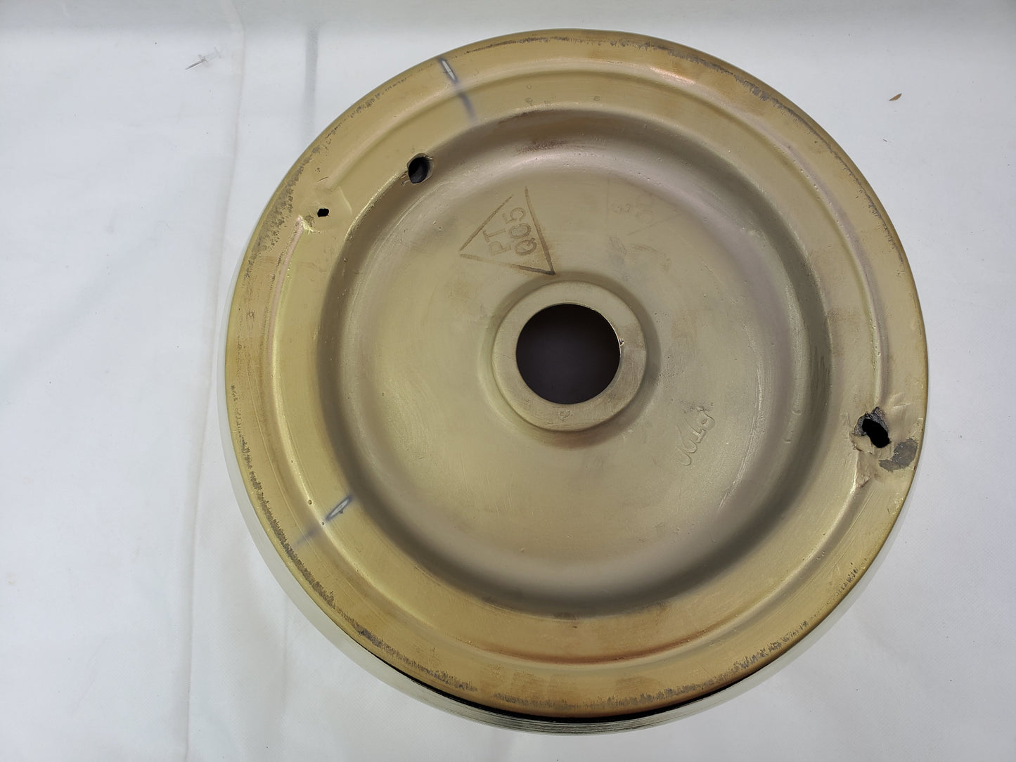 13.89-in. x 13.89-in. Round Bathroom Vessel Sink Gold Enamel Glaze