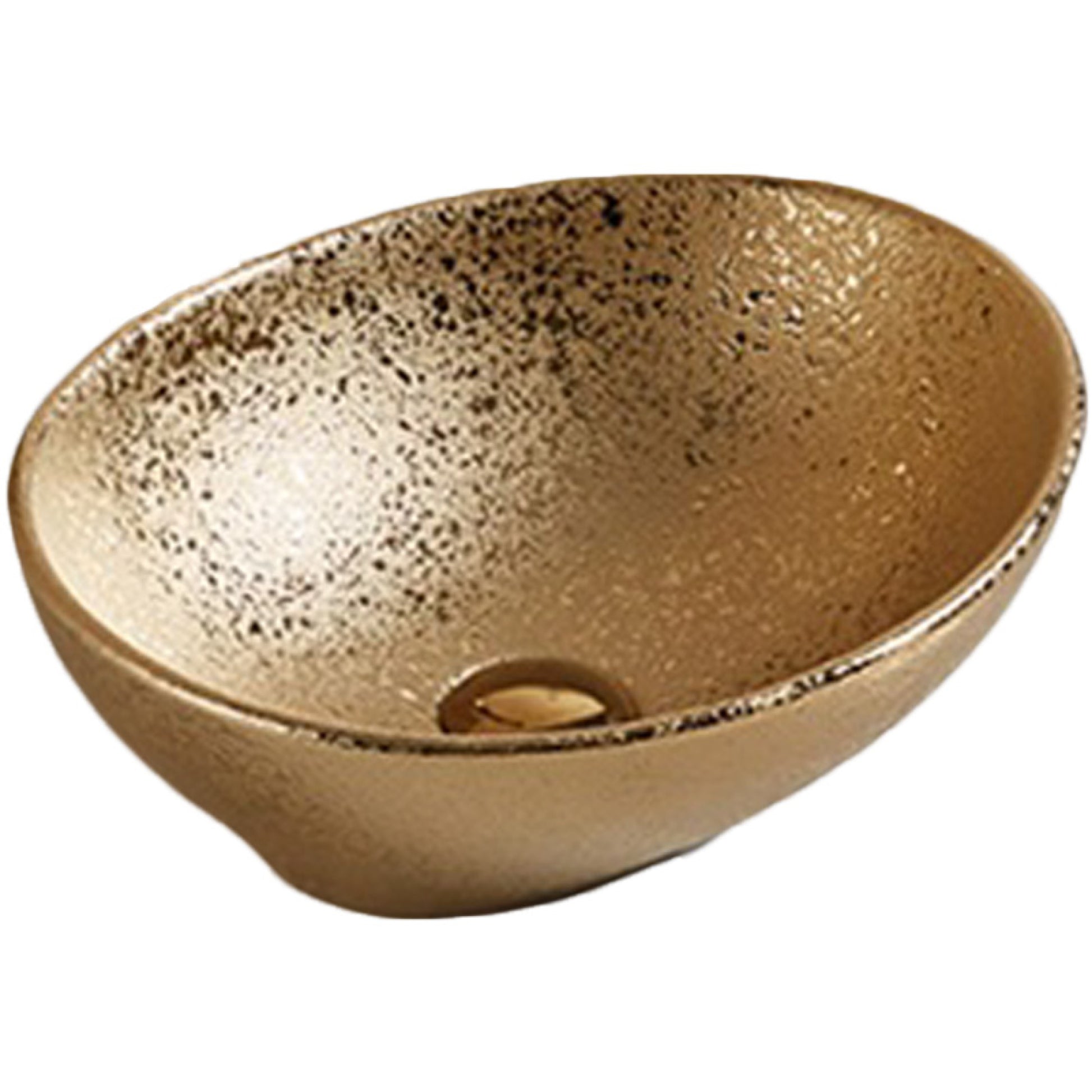 15.94-in. x 13-in. Oval Bathroom Vessel Sink Gold Enamel Glaze