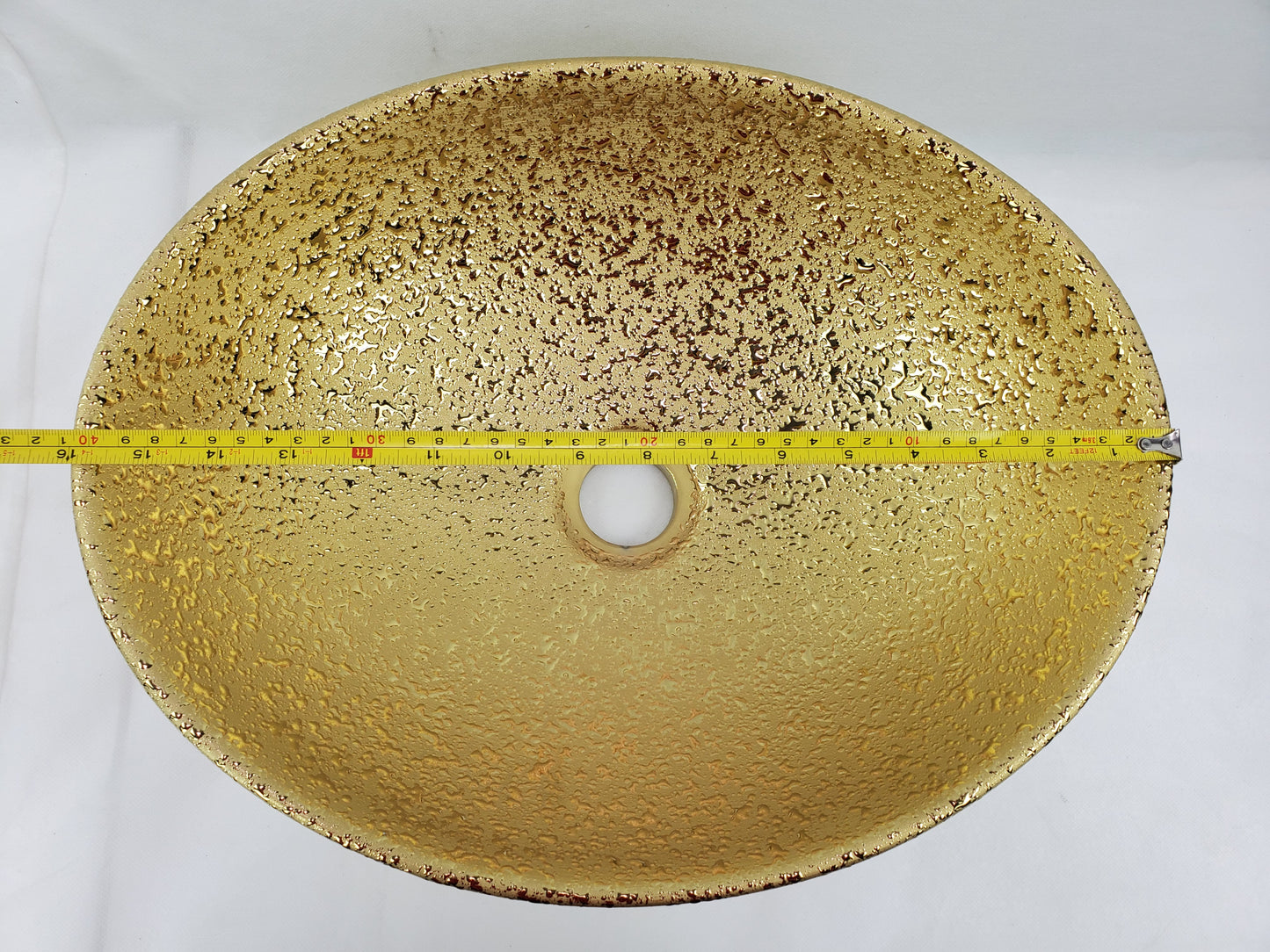 15.94-in. x 13-in. Oval Bathroom Vessel Sink Gold Enamel Glaze