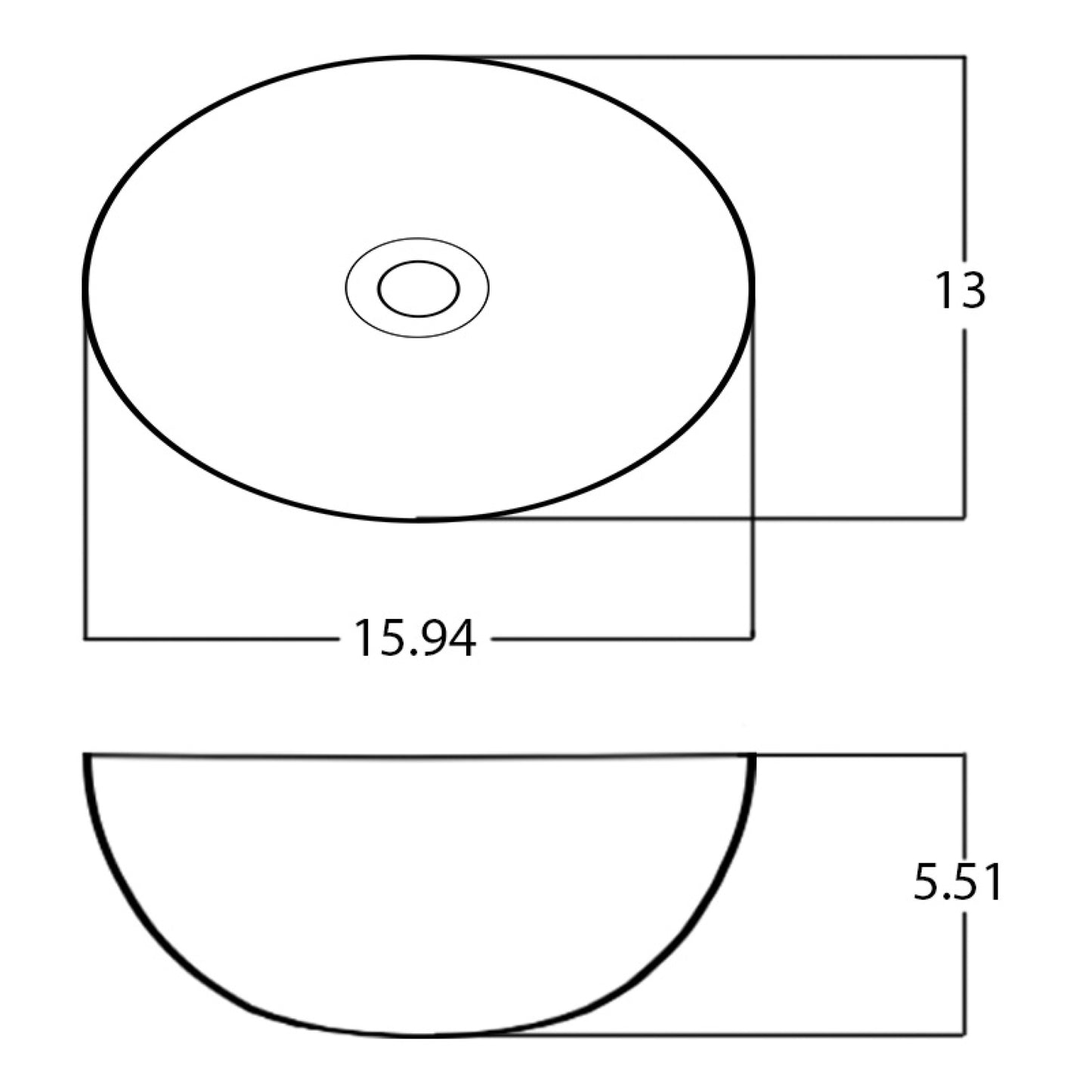 15.94-in. x 13-in. Oval Bathroom Vessel Sink Silver Enamel Glaze
