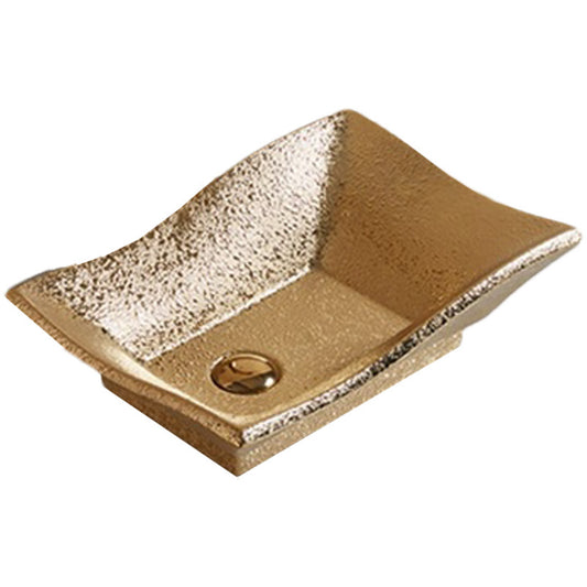 20.08-in. x 14.17-in. Rectangle Bathroom Vessel Sink Gold Enamel Glaze