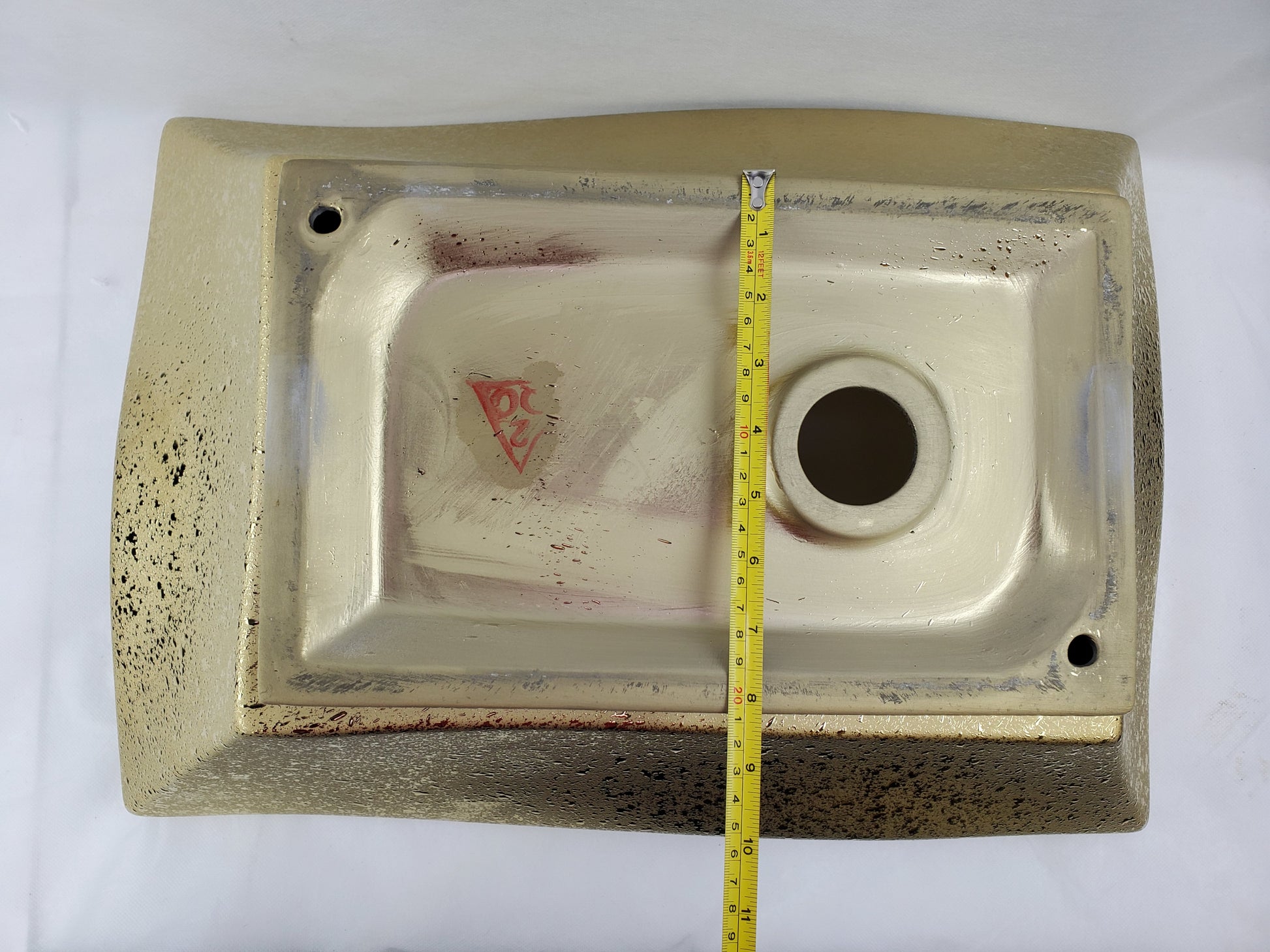 20.08-in. x 14.17-in. Rectangle Bathroom Vessel Sink Gold Enamel Glaze