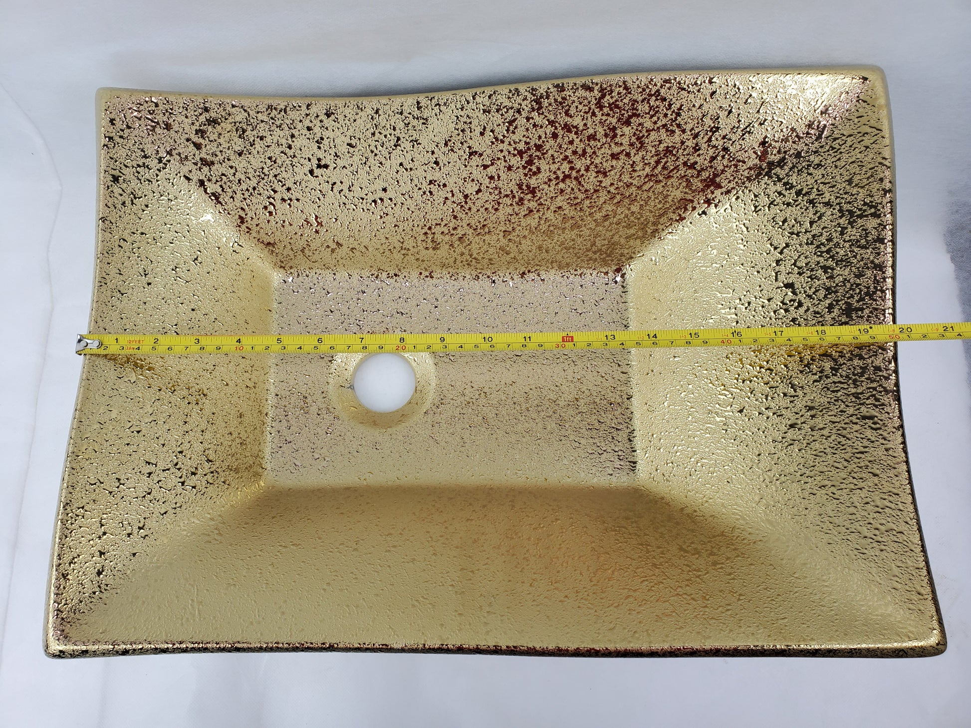 20.08-in. x 14.17-in. Rectangle Bathroom Vessel Sink Gold Enamel Glaze