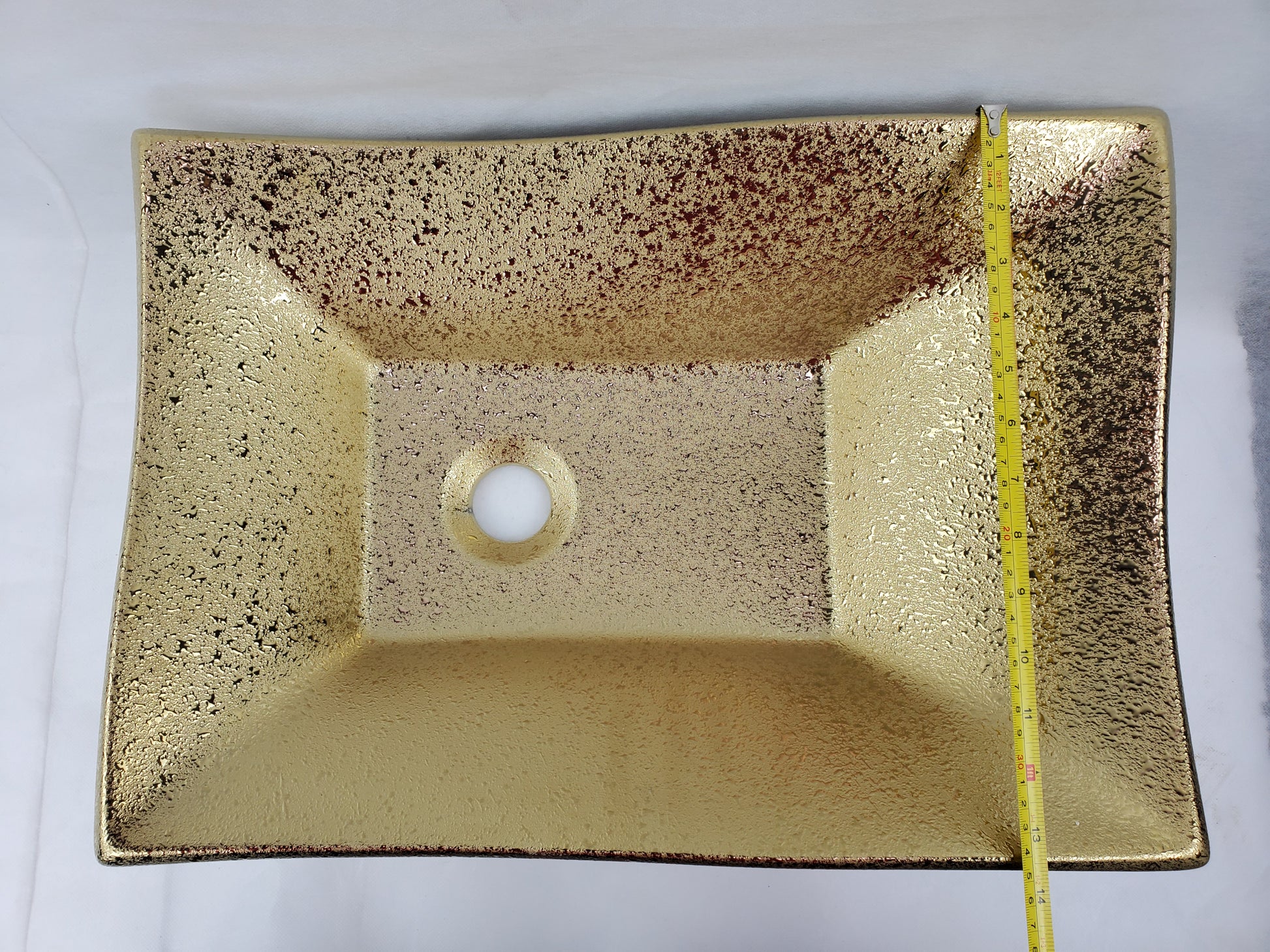 20.08-in. x 14.17-in. Rectangle Bathroom Vessel Sink Gold Enamel Glaze