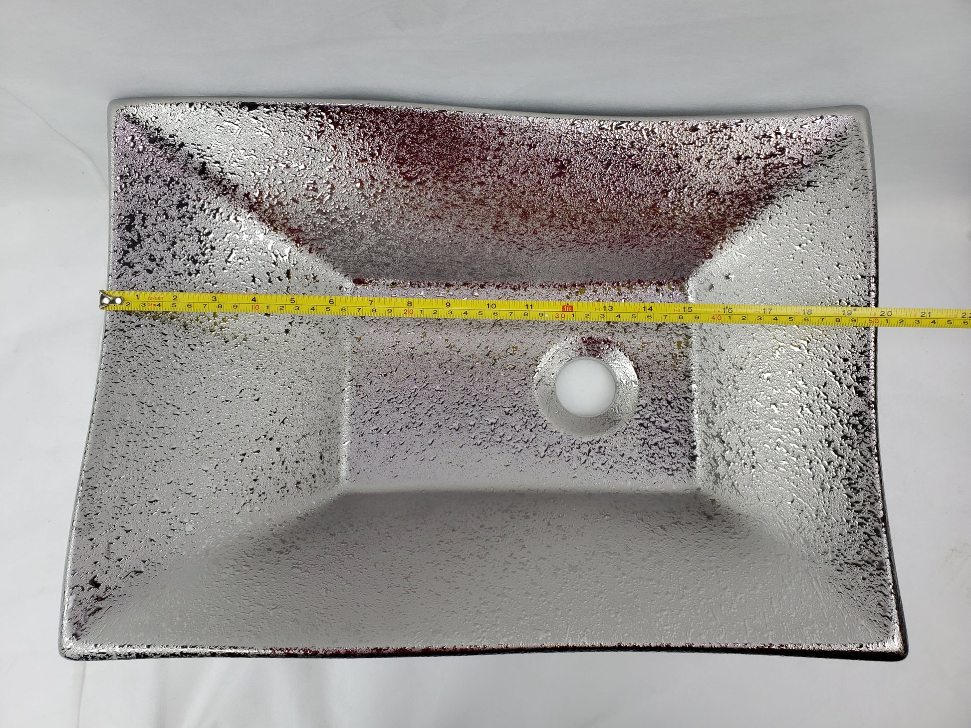 20.08-in. x 14.17-in. Rectangle Bathroom Vessel Sink Silver Enamel Glaze