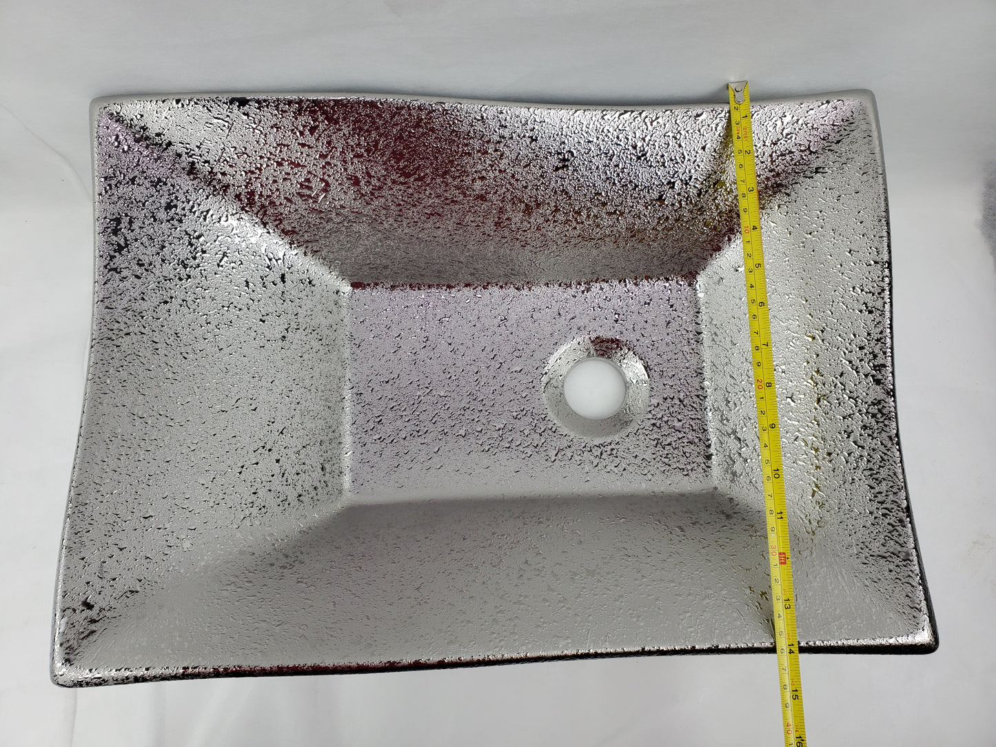 20.08-in. x 14.17-in. Rectangle Bathroom Vessel Sink Silver Enamel Glaze