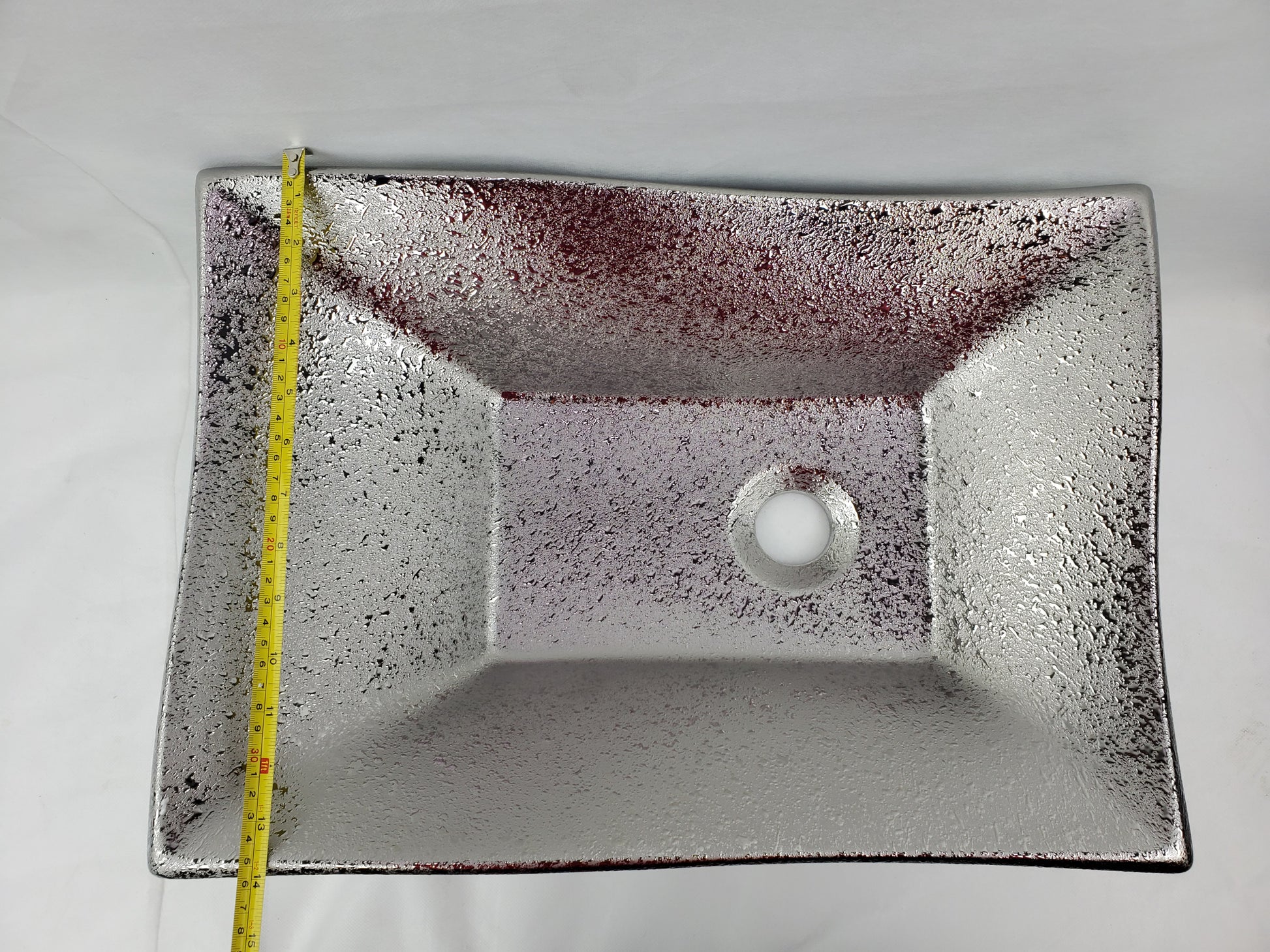 20.08-in. x 14.17-in. Rectangle Bathroom Vessel Sink Silver Enamel Glaze