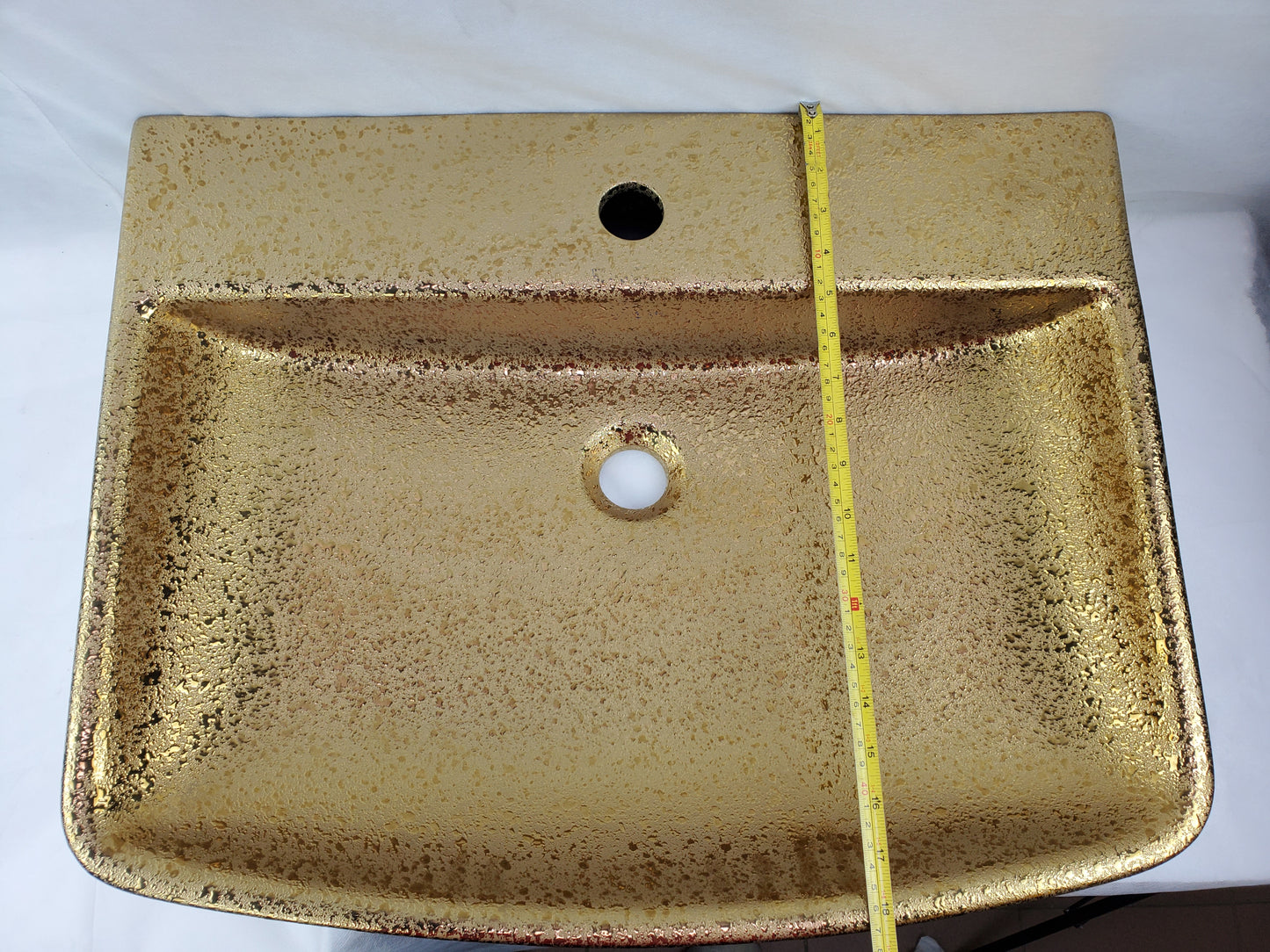 23.62-in. x 18.7-in. Rectangle Bathroom Vessel Sink Gold Enamel Glaze