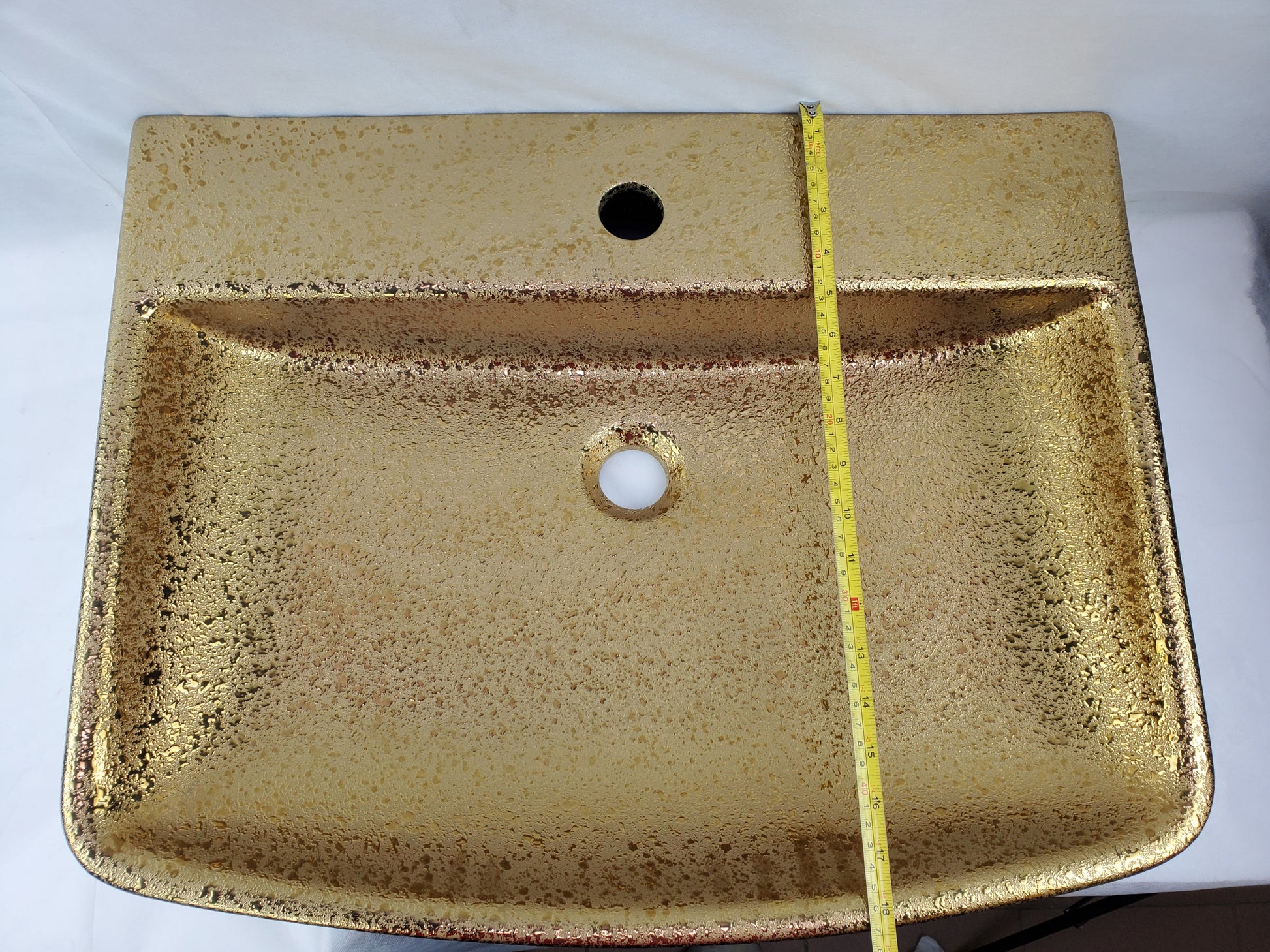 23.62-in. x 18.7-in. Rectangle Bathroom Vessel Sink Gold Enamel Glaze