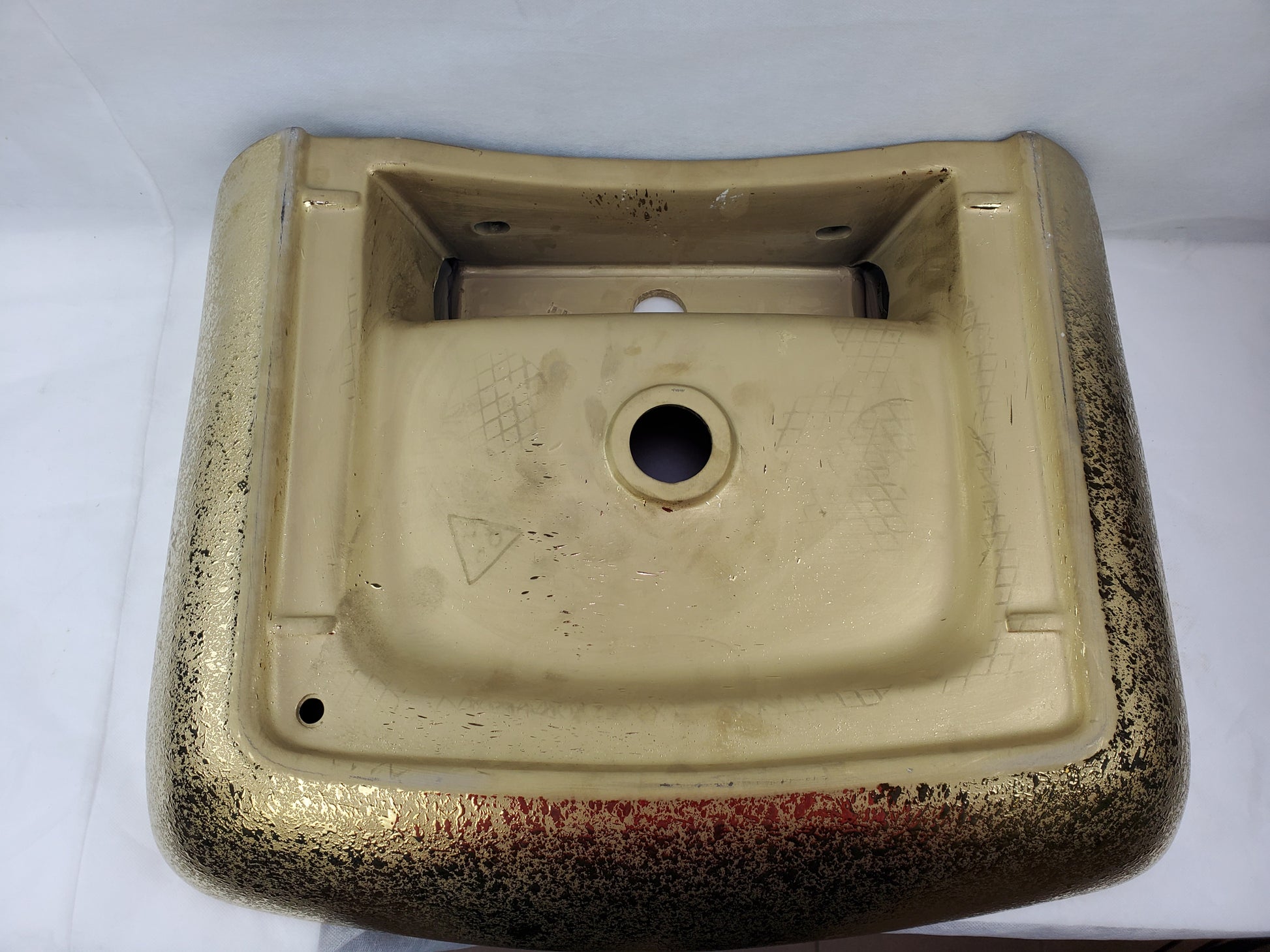 23.62-in. x 18.7-in. Rectangle Bathroom Vessel Sink Gold Enamel Glaze