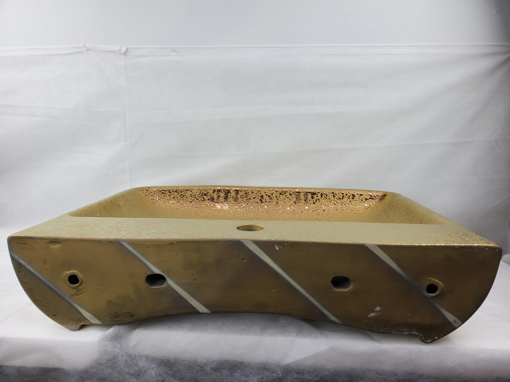 23.62-in. x 18.7-in. Rectangle Bathroom Vessel Sink Gold Enamel Glaze