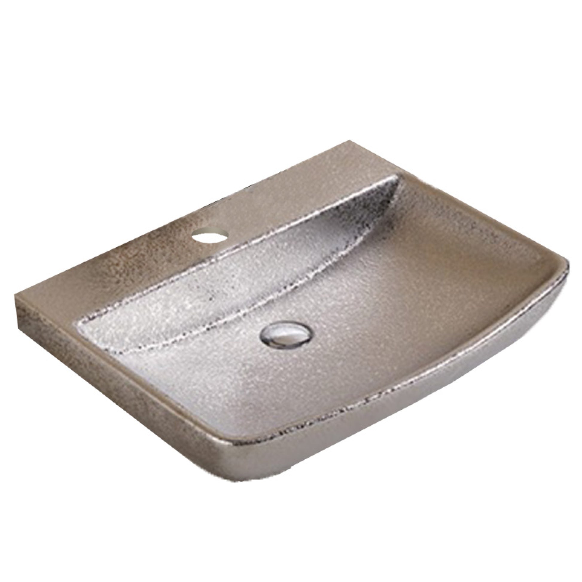 23.62-in. x 18.7-in. Rectangle Bathroom Vessel Sink Silver Enamel Glaze