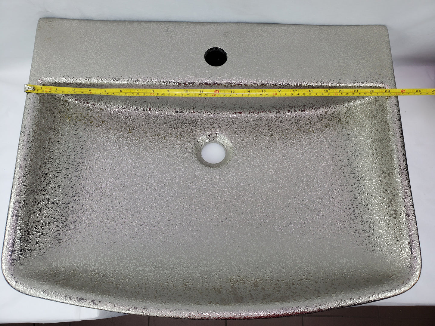 23.62-in. x 18.7-in. Rectangle Bathroom Vessel Sink Silver Enamel Glaze