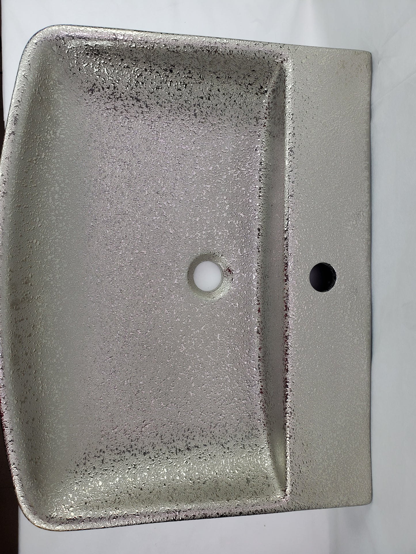 23.62-in. x 18.7-in. Rectangle Bathroom Vessel Sink Silver Enamel Glaze