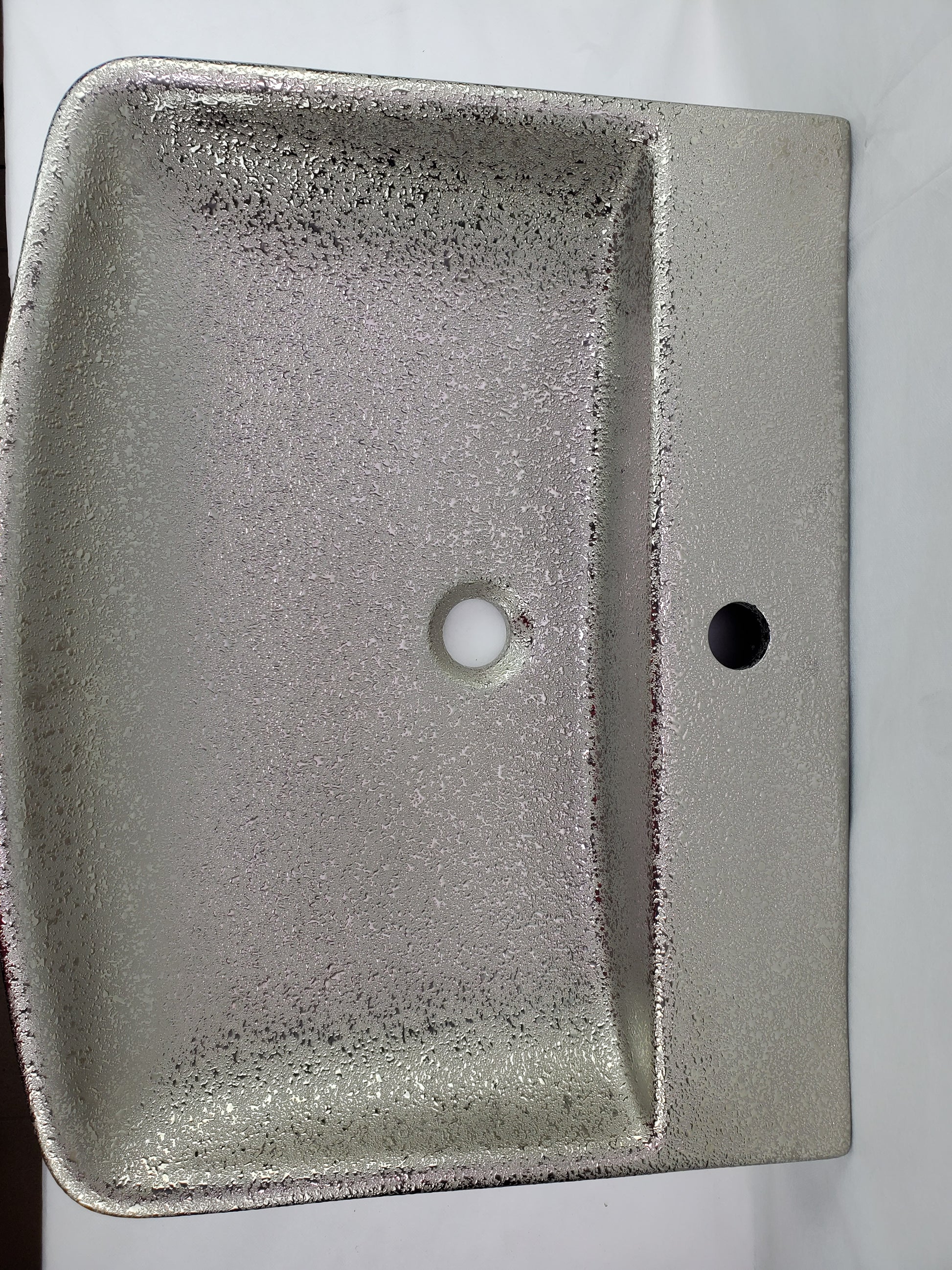 23.62-in. x 18.7-in. Rectangle Bathroom Vessel Sink Silver Enamel Glaze