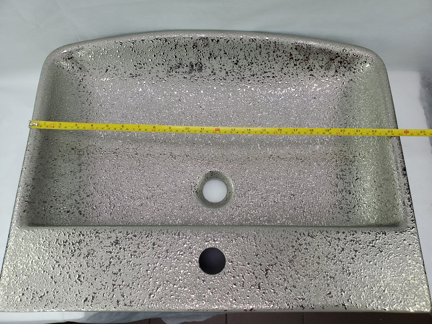 23.62-in. x 18.7-in. Rectangle Bathroom Vessel Sink Silver Enamel Glaze