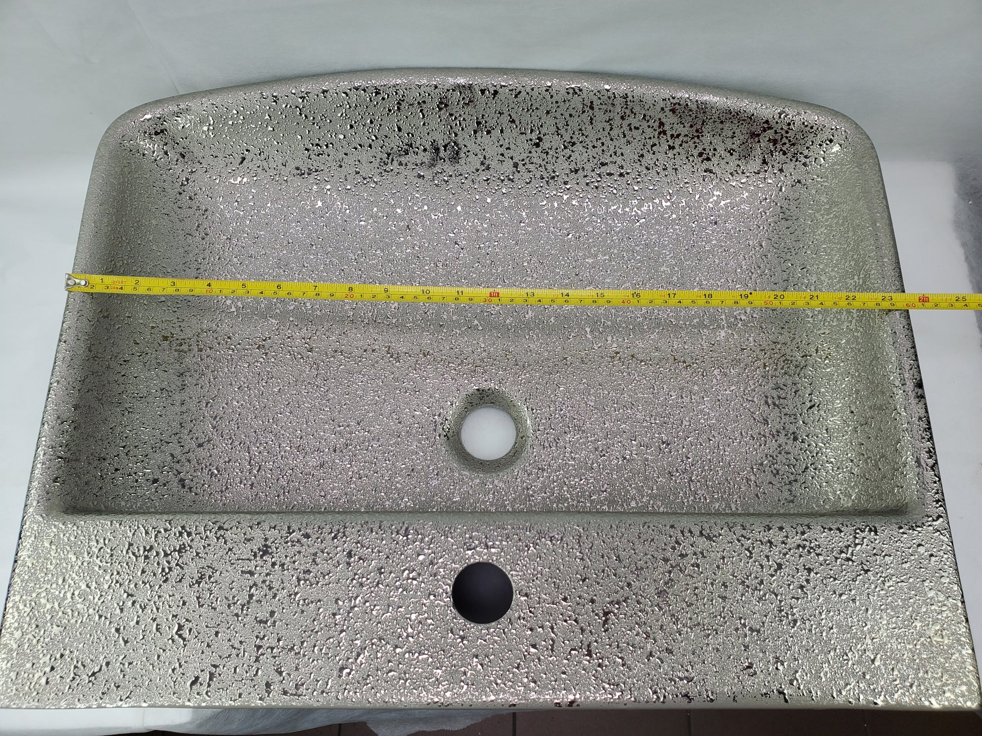 23.62-in. x 18.7-in. Rectangle Bathroom Vessel Sink Silver Enamel Glaze