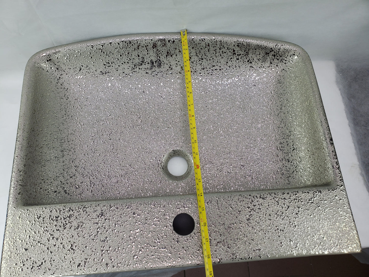 23.62-in. x 18.7-in. Rectangle Bathroom Vessel Sink Silver Enamel Glaze