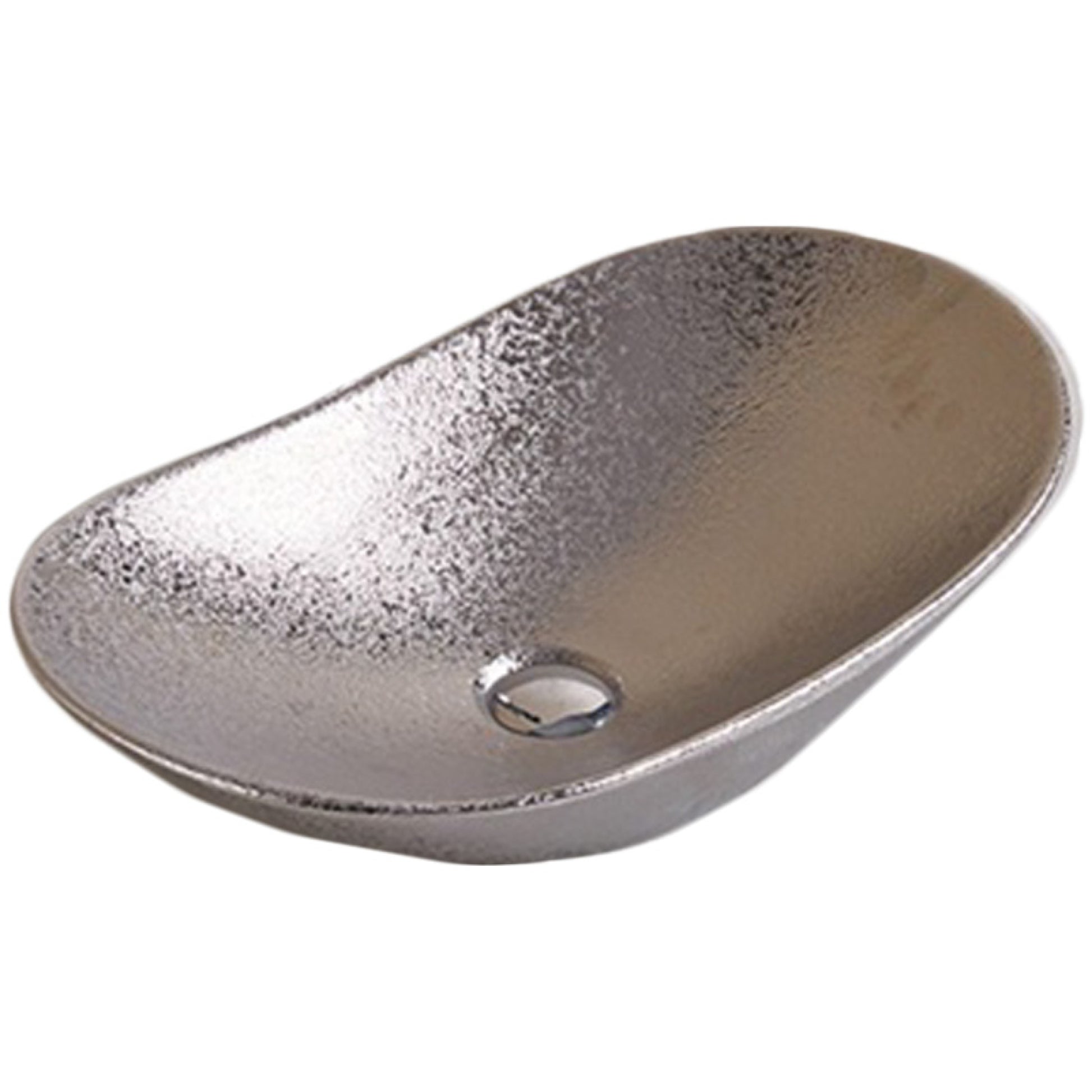 24.21-in. x 14.17-in. Oval Bathroom Vessel Sink Silver Enamel Glaze