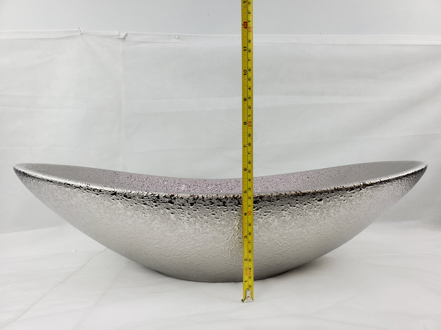 24.21-in. x 14.17-in. Oval Bathroom Vessel Sink Silver Enamel Glaze