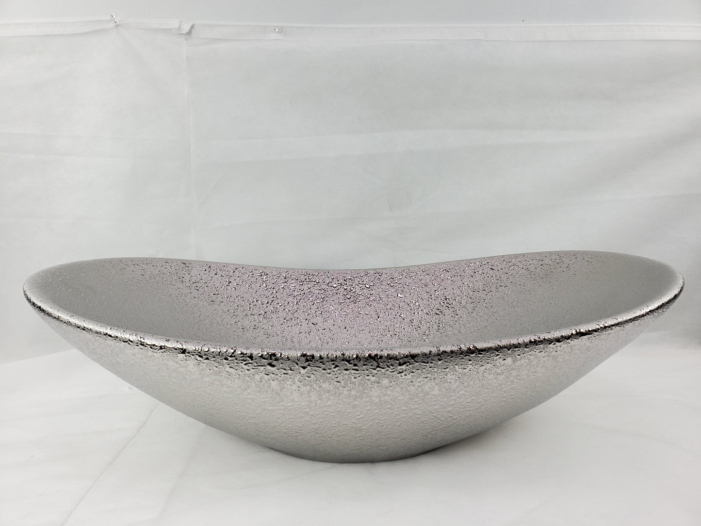 24.21-in. x 14.17-in. Oval Bathroom Vessel Sink Silver Enamel Glaze