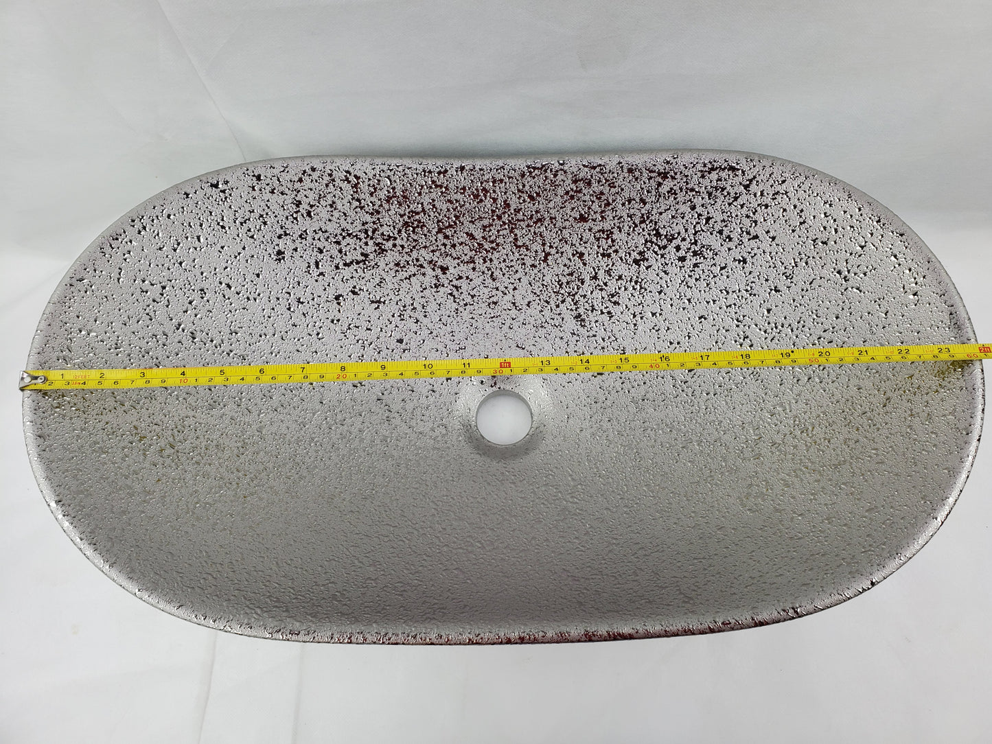24.21-in. x 14.17-in. Oval Bathroom Vessel Sink Silver Enamel Glaze