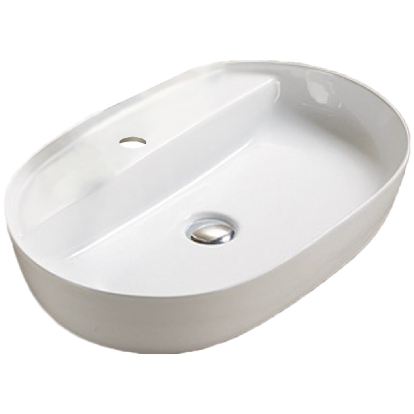 24.41-in. x 16.14-in. Oval Bathroom Vessel Sink White Enamel Glaze