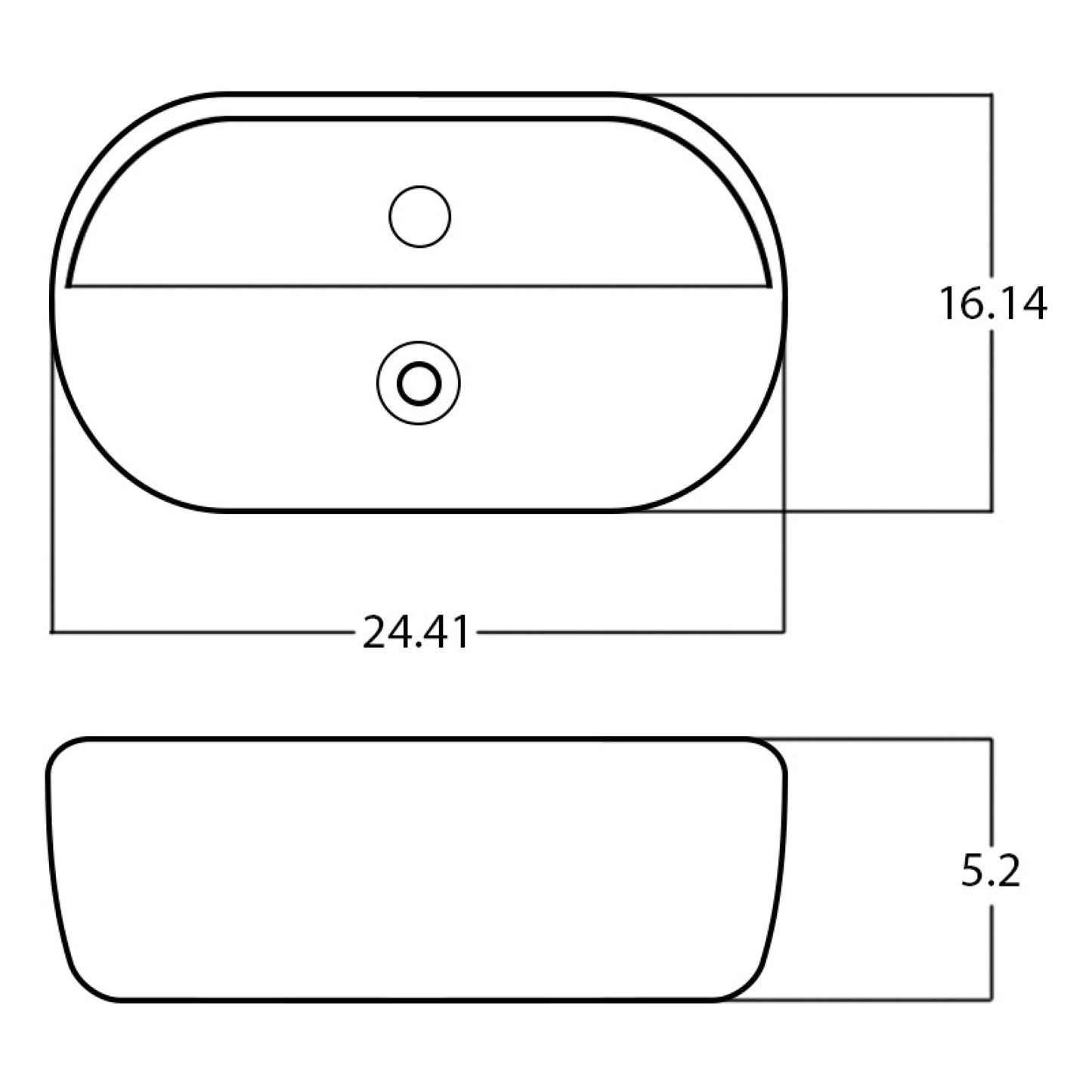 24.41-in. x 16.14-in. Oval Bathroom Vessel Sink White Enamel Glaze