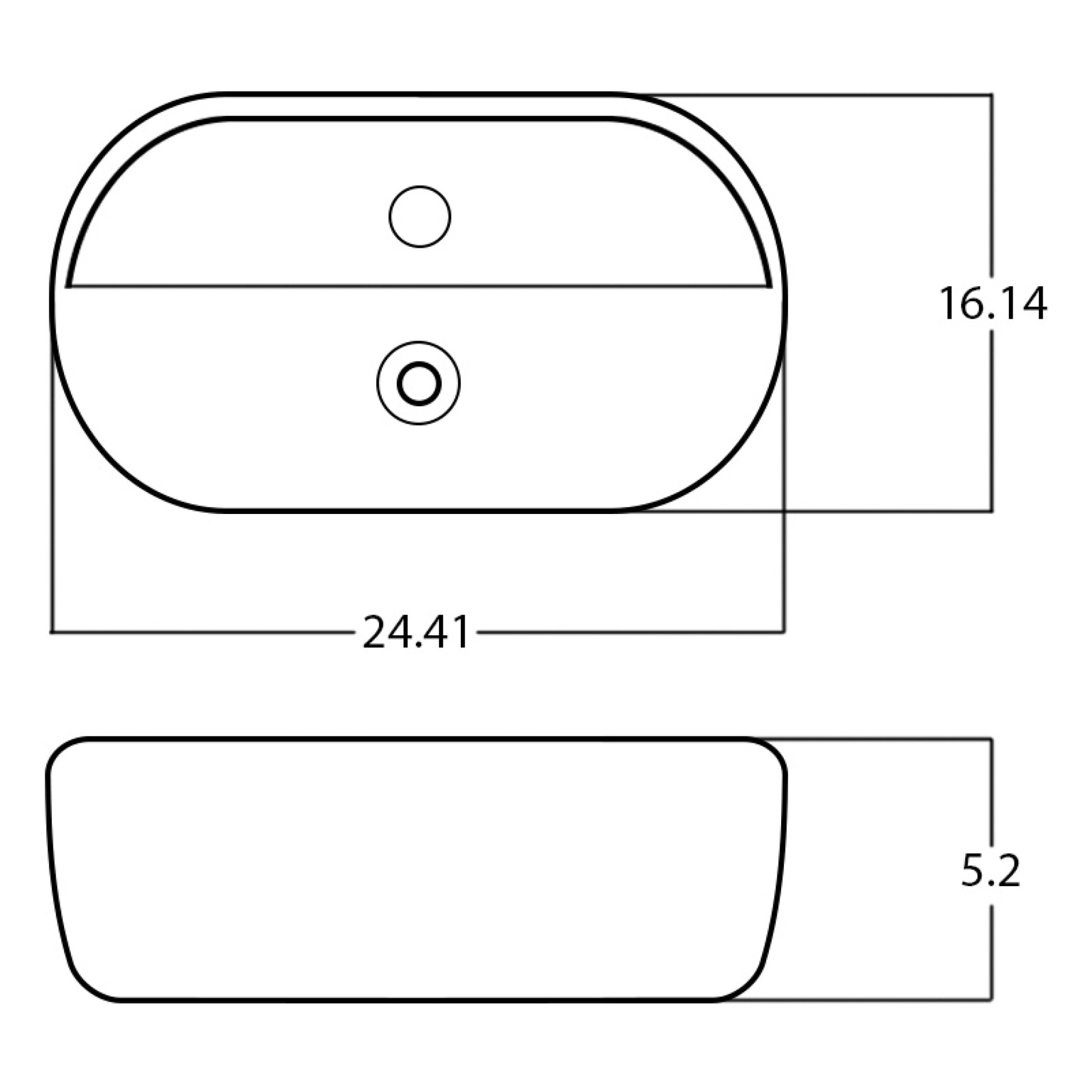 24.41-in. x 16.14-in. Oval Bathroom Vessel Sink White Enamel Glaze