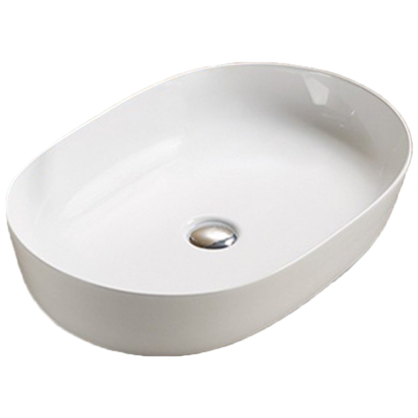 23.62-in. x 16.34-in. Oval Bathroom Vessel Sink White Enamel Glaze