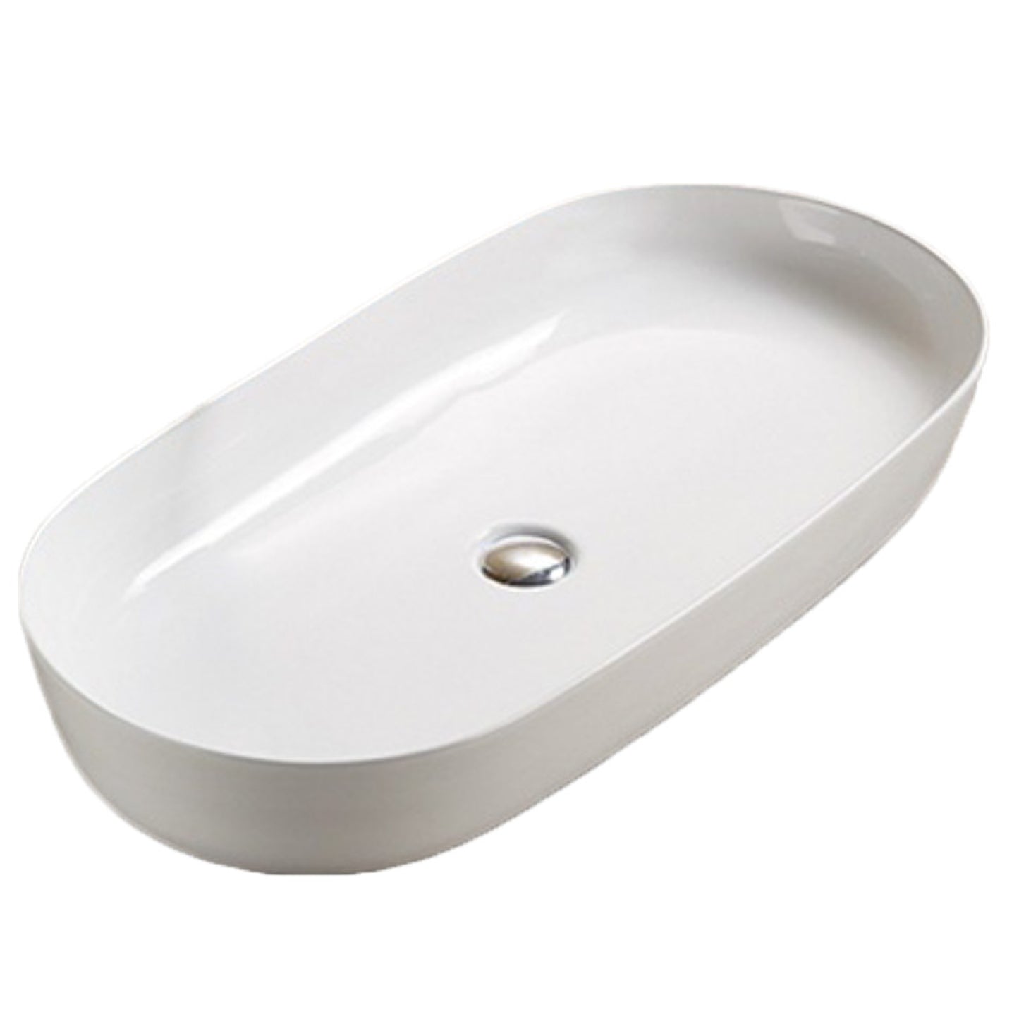 32.09-in. x 16.34-in. Oval Bathroom Vessel Sink White Enamel Glaze