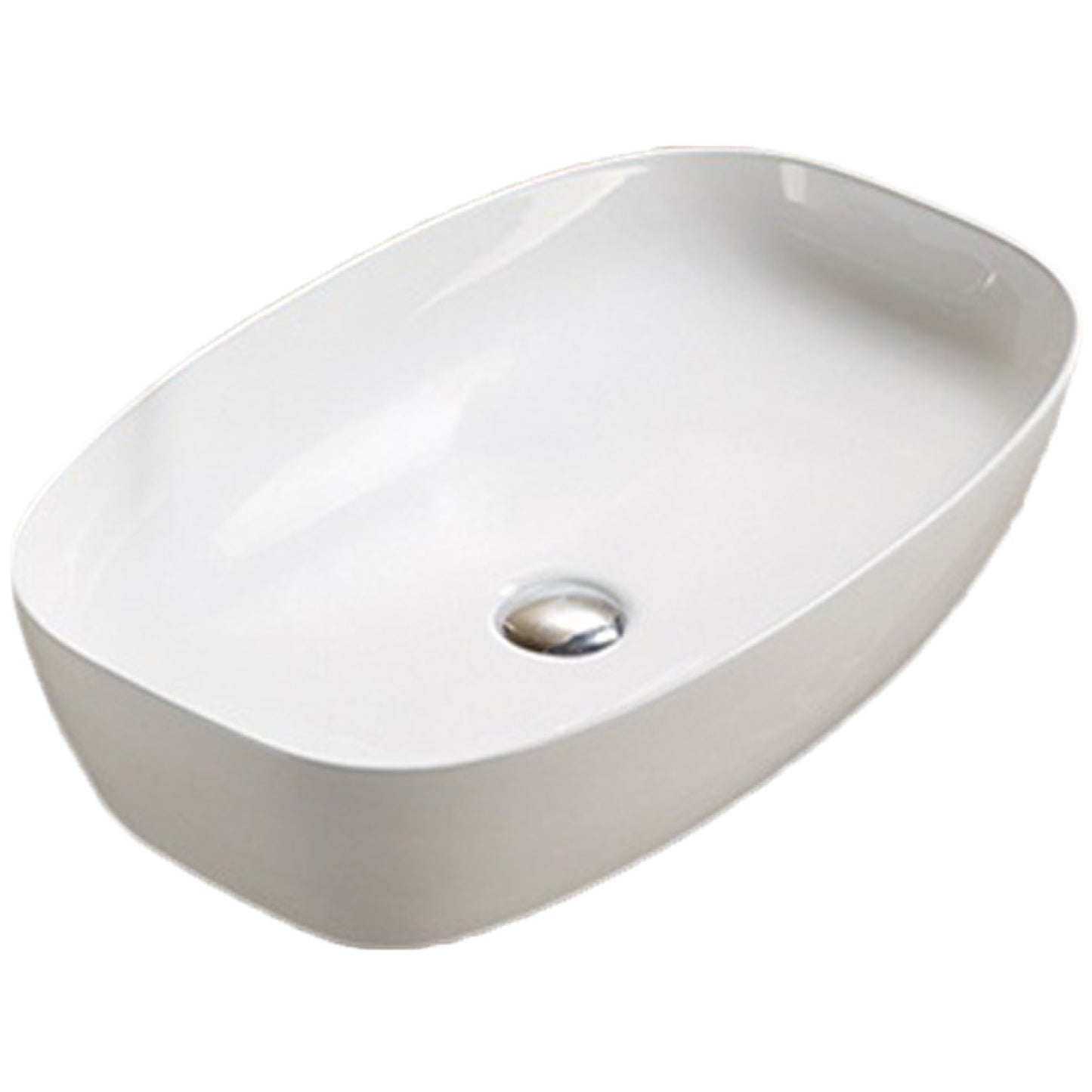 23.62-in. x 15-in. Rectangle Bathroom Vessel Sink White Enamel Glaze