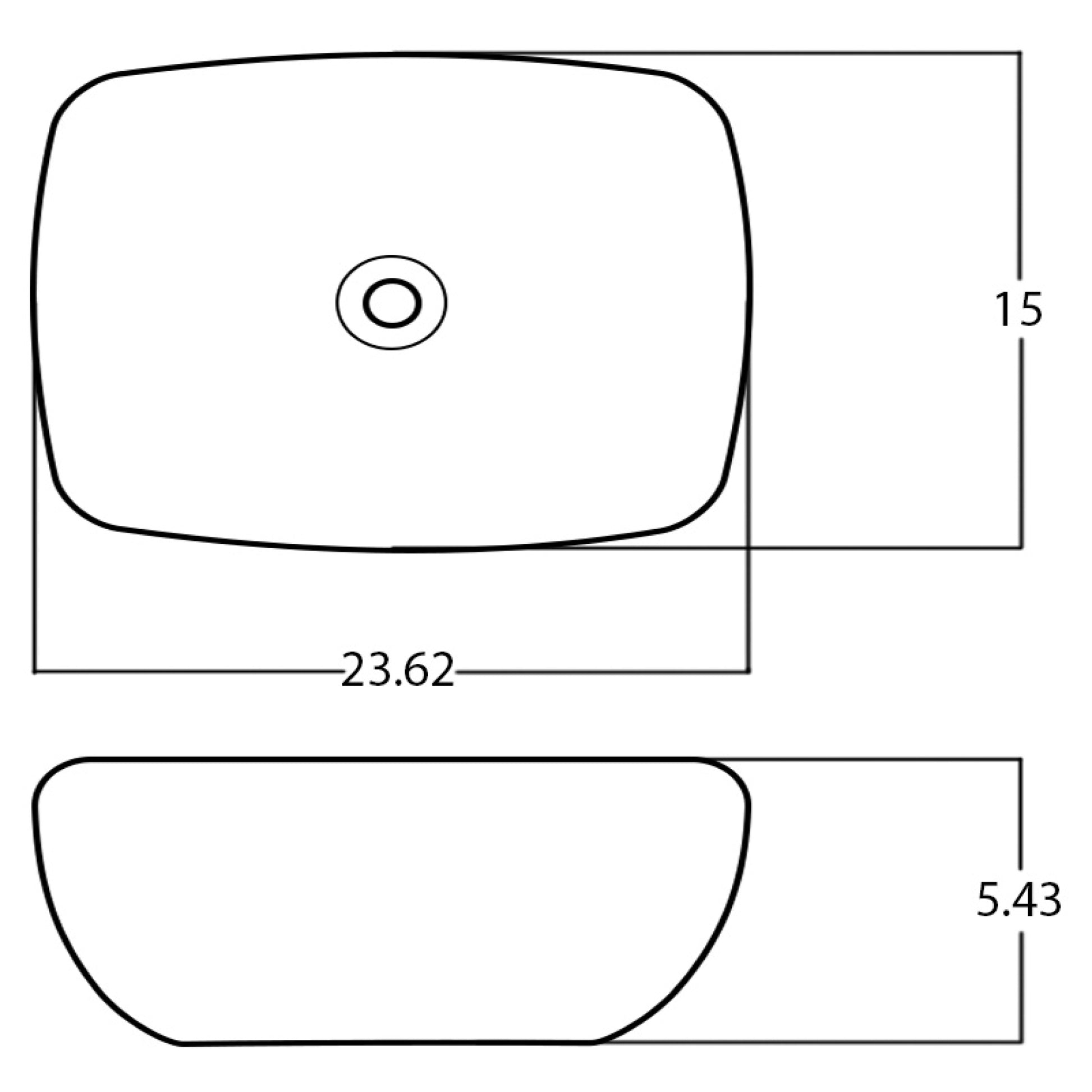 23.62-in. x 15-in. Rectangle Bathroom Vessel Sink White Enamel Glaze