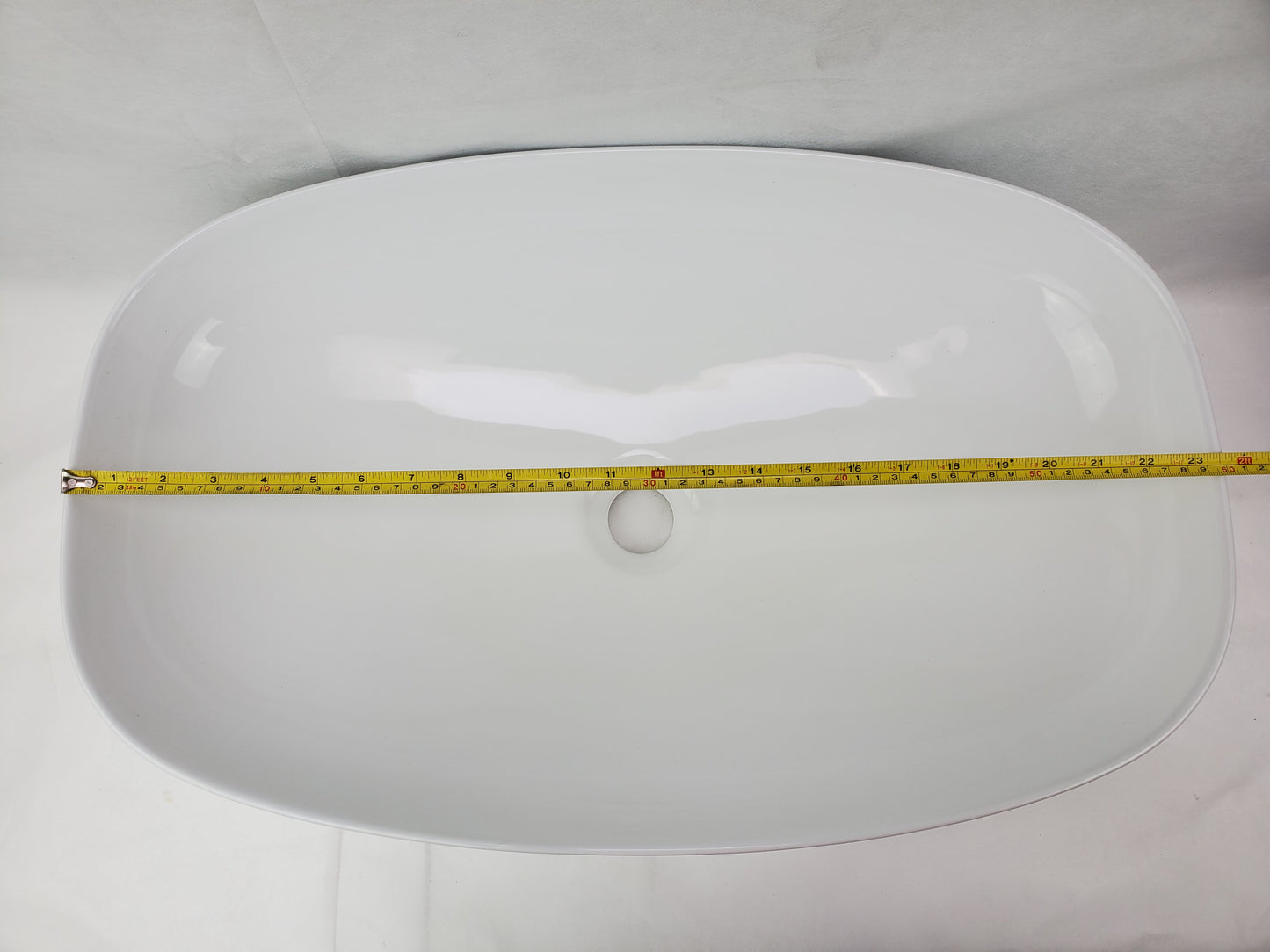 23.62-in. x 15-in. Rectangle Bathroom Vessel Sink White Enamel Glaze