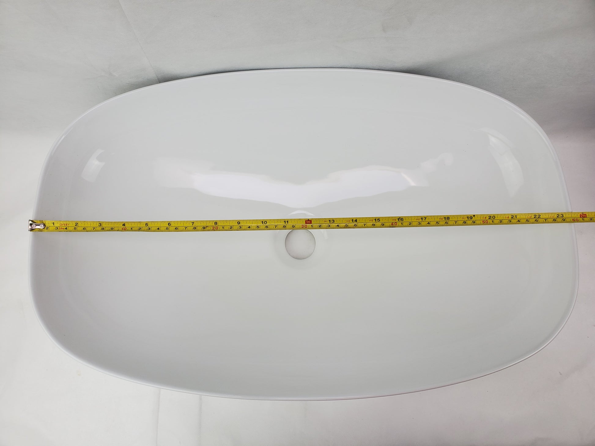 23.62-in. x 15-in. Rectangle Bathroom Vessel Sink White Enamel Glaze