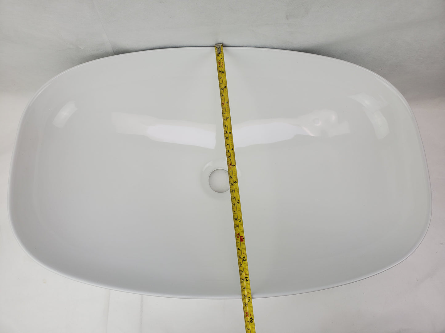 23.62-in. x 15-in. Rectangle Bathroom Vessel Sink White Enamel Glaze