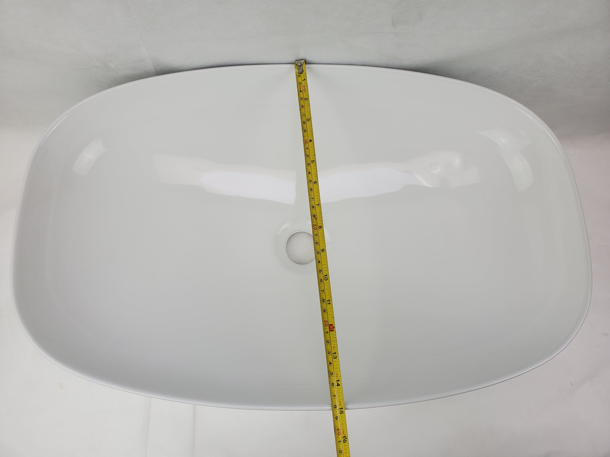 23.62-in. x 15-in. Rectangle Bathroom Vessel Sink White Enamel Glaze